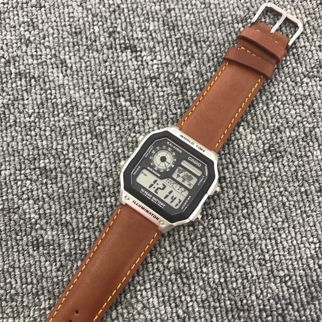 Dây đồng hồ da Casio AE 1200