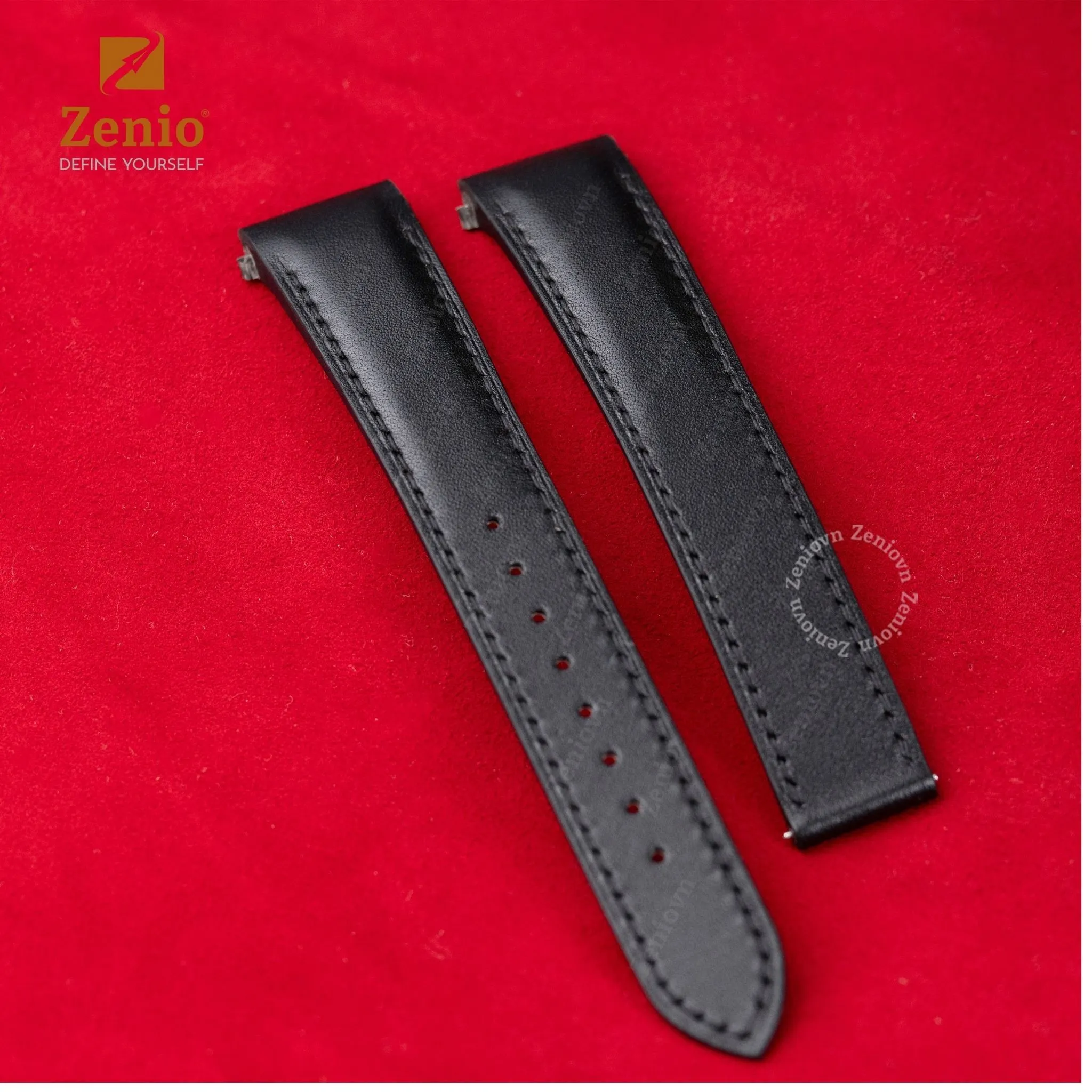 Dây đồng hồ Cartier Santos - Da Swift Màu Đen - Khoá mới