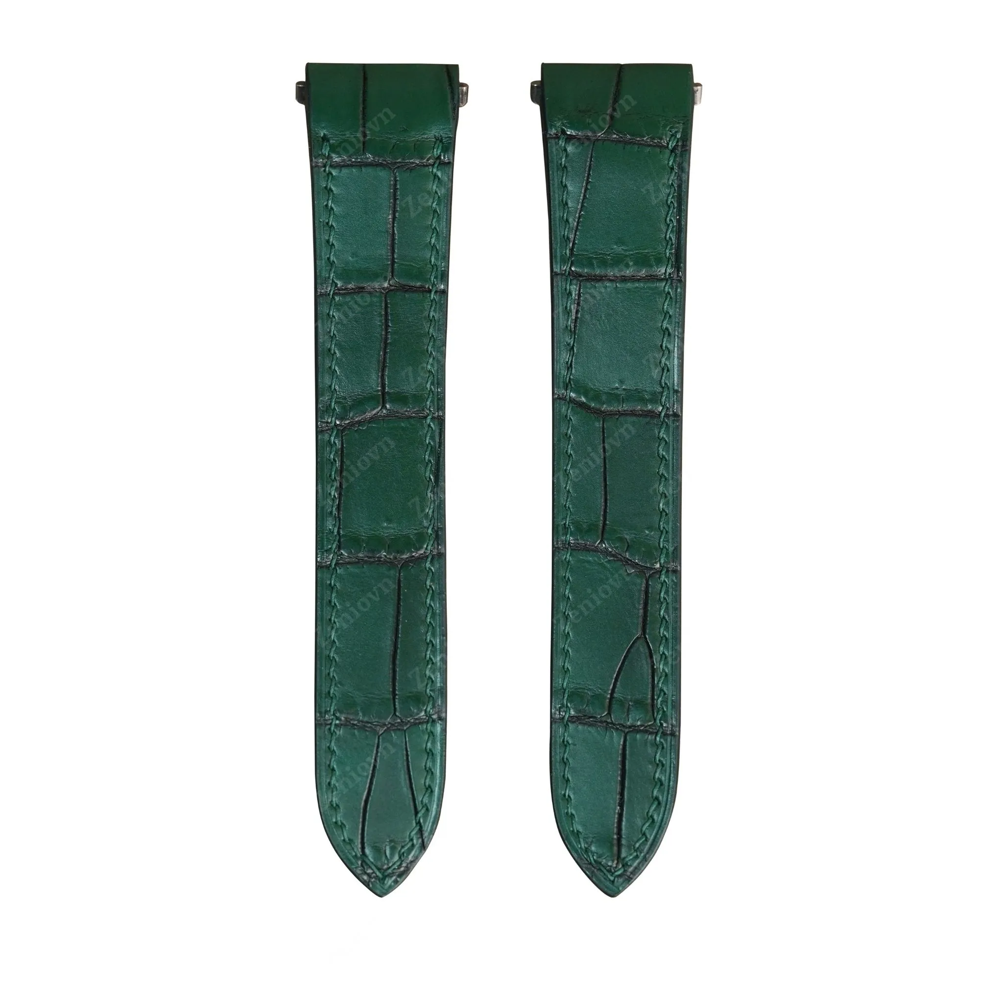 Dây đồng hồ Cartier Santos - Dây Da Cá Sấu Màu Xanh Rêu - Double Folding