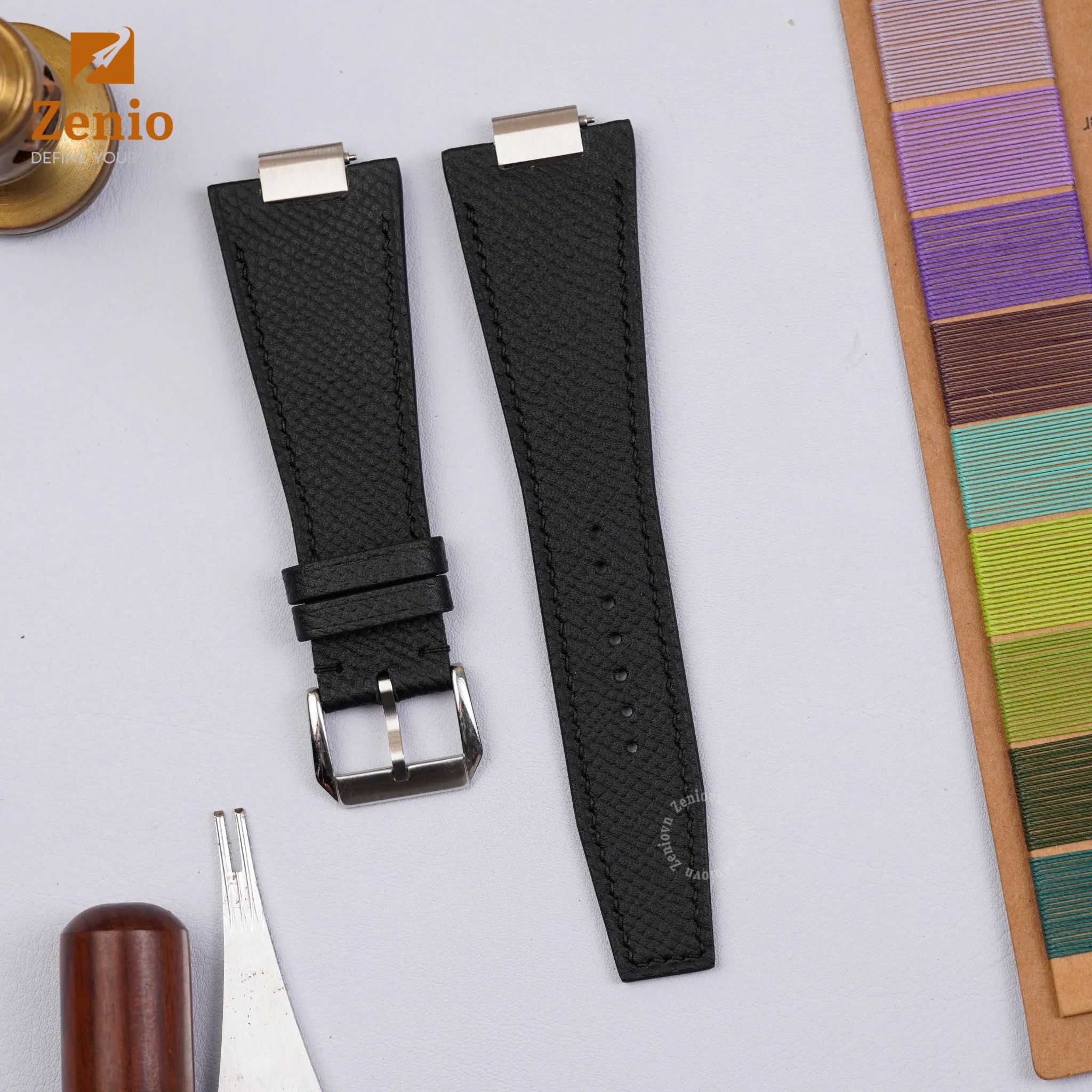 Dây đồng hồ Tissot PRX - Dây Da Epsom Đen