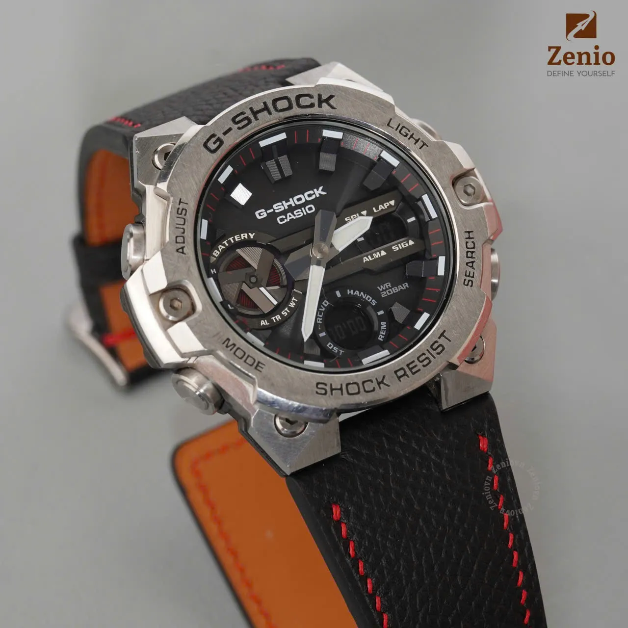 Dây đồng hồ Casio G-shock Carbon - Dây Da Epsom Màu Đen