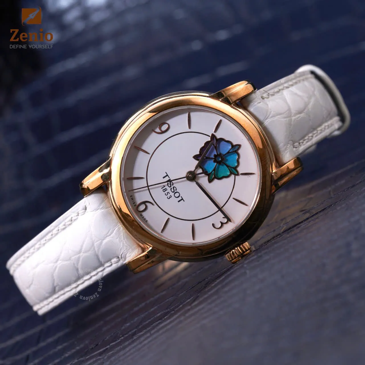 Dây đồng hồ Tissot Powermatic 80 Open Heart - Dây Da Cá Sấu Trắng