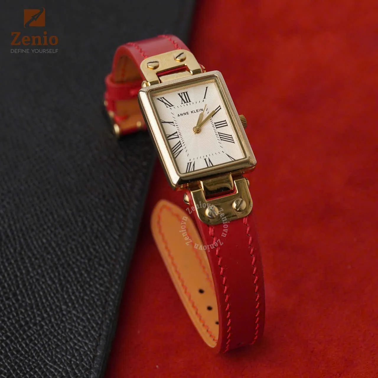 Dây đồng hồ Anne Klein - Dây Da Box Calf Đỏ