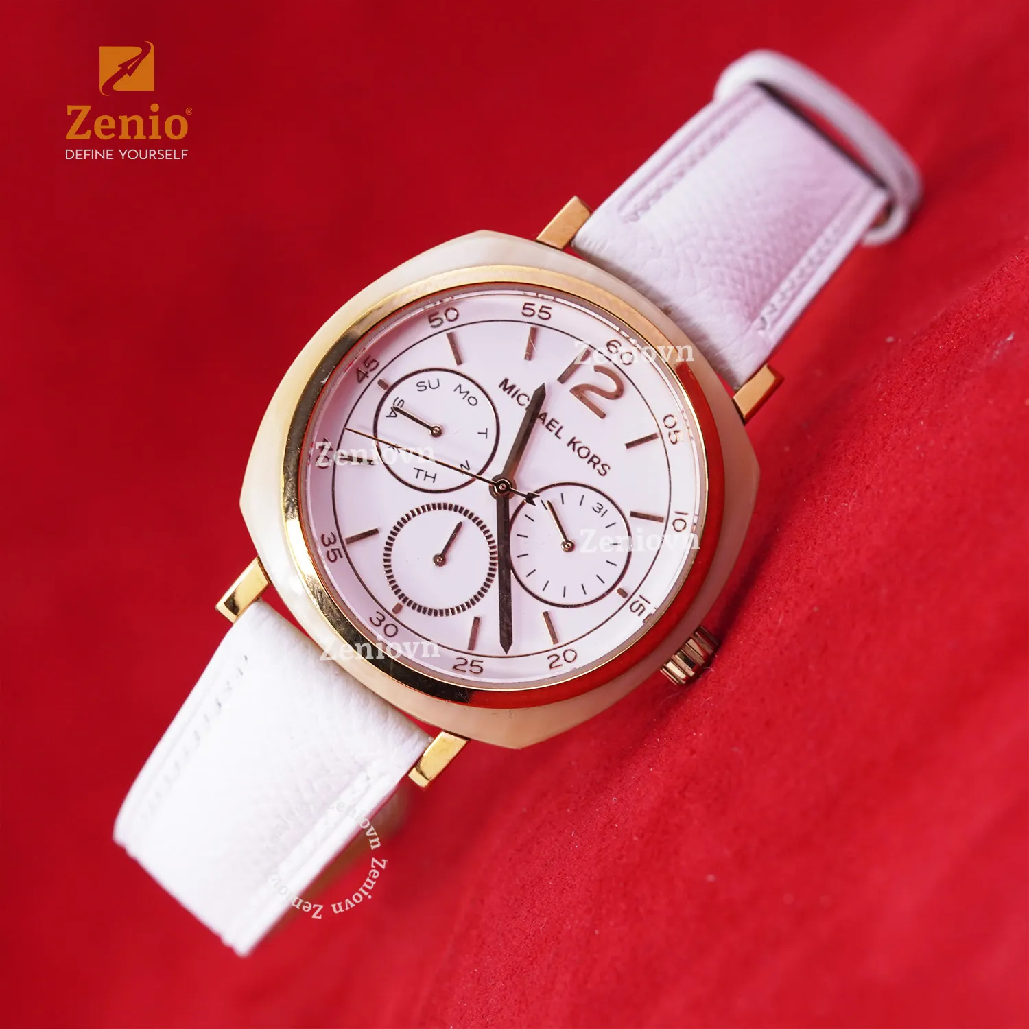 Dây Đồng Hồ Michael Kors Portia - Dây Da Epsom Màu Trắng