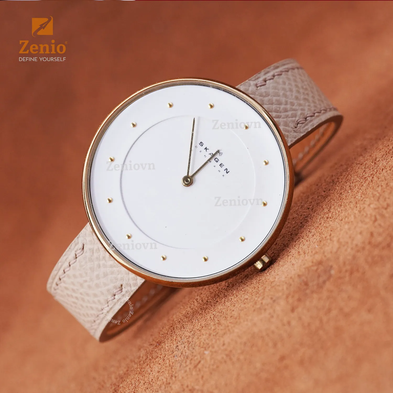 Dây Đồng Hồ Skagen - Dây Da Epsom Kem
