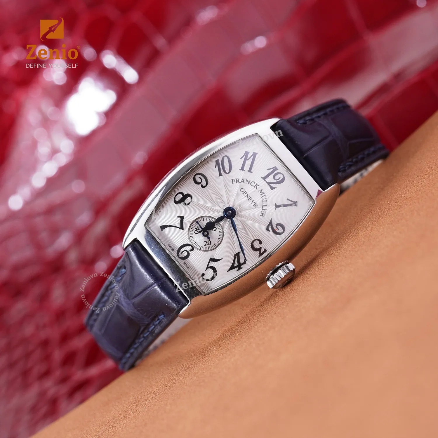 Dây da đồng hồ Franck Muller Master Square - Dây Da Cá Sấu Màu Navy