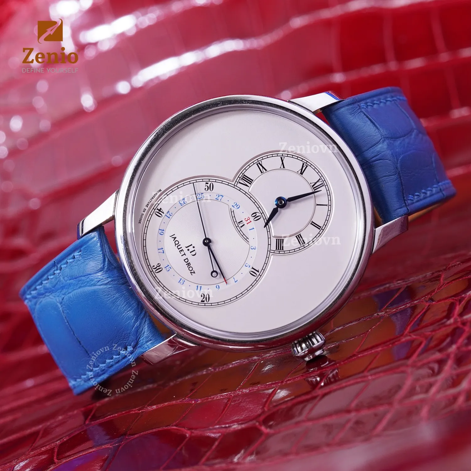 Dây đồng hồ Jaquet Droz  - Dây Da Cá Sấu Xanh