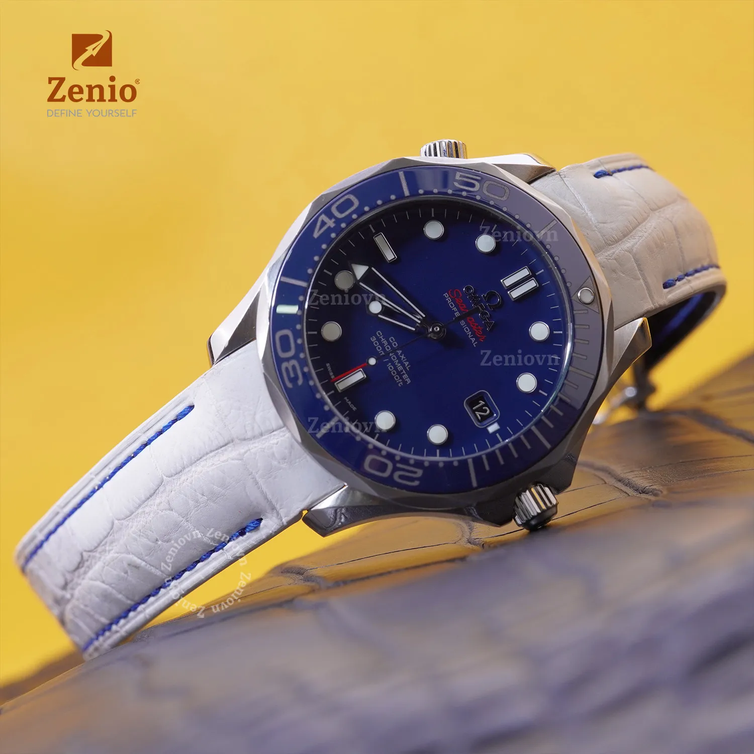 Dây đồng hồ Omega Seamaster - Dây Da Cá Sấu Himalaya