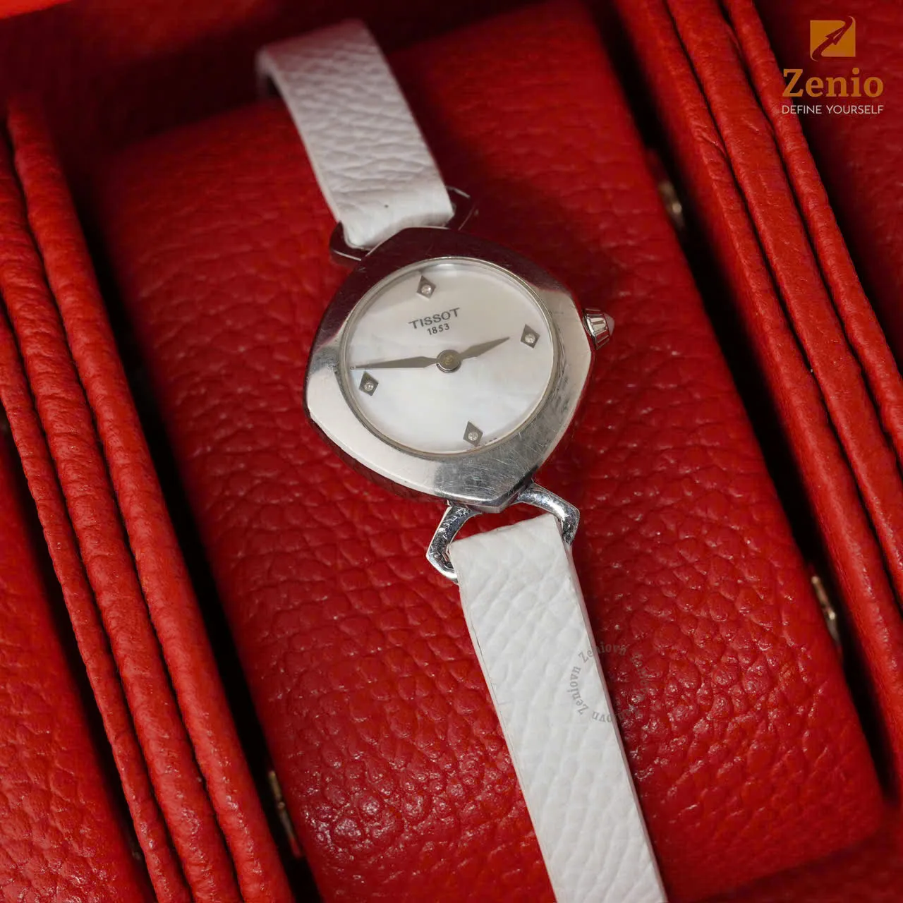 Dây đồng hồ Tissot Femini - Dây Da Epsom Trắng