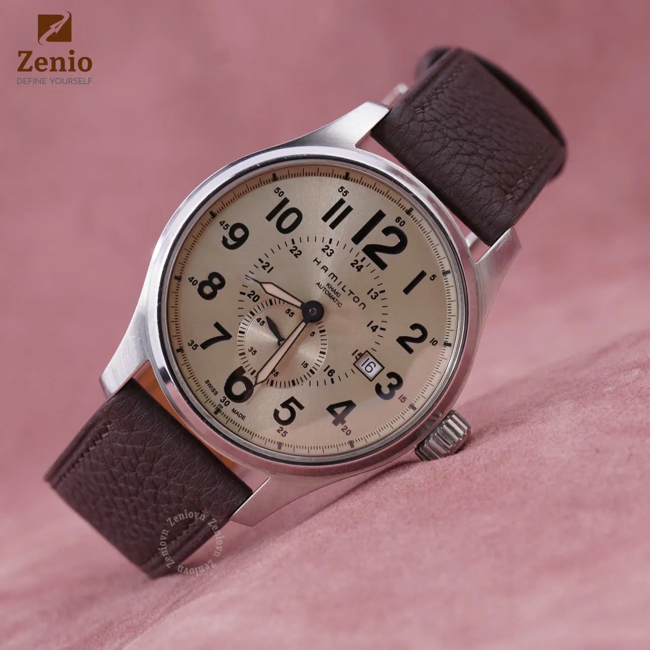 Dây đồng hồ HAMILTON Khaki Field - Dây Da Togo Nâu