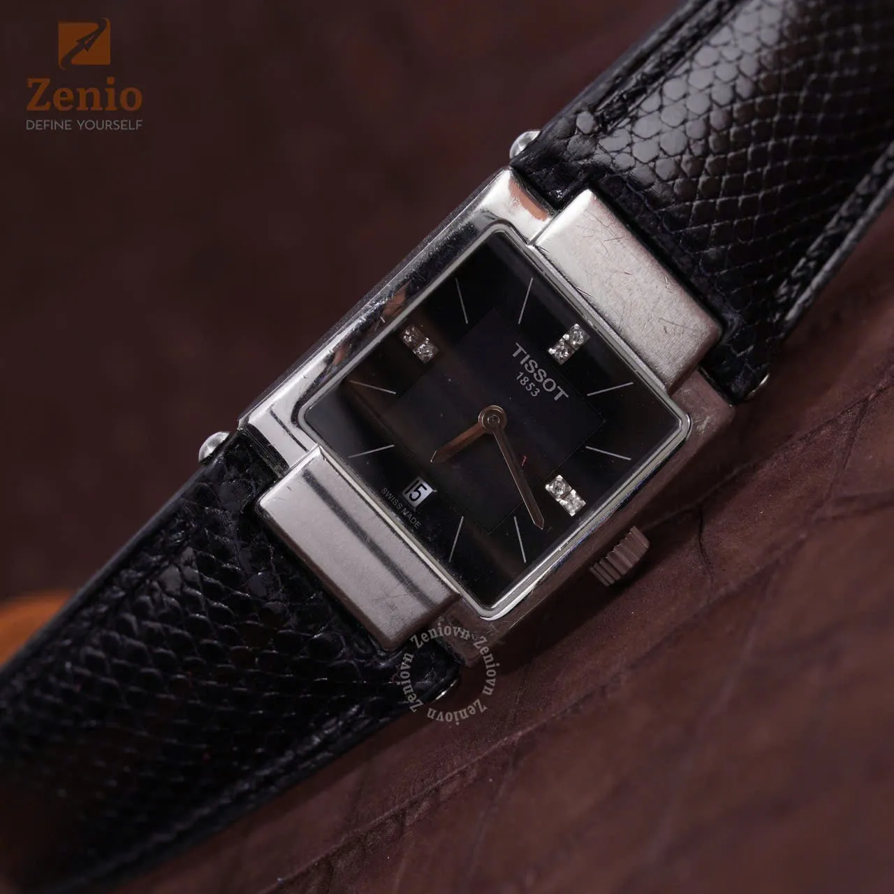 Dây đồng hồ Tissot T Lady - Dây Da Kỳ Đà Đen