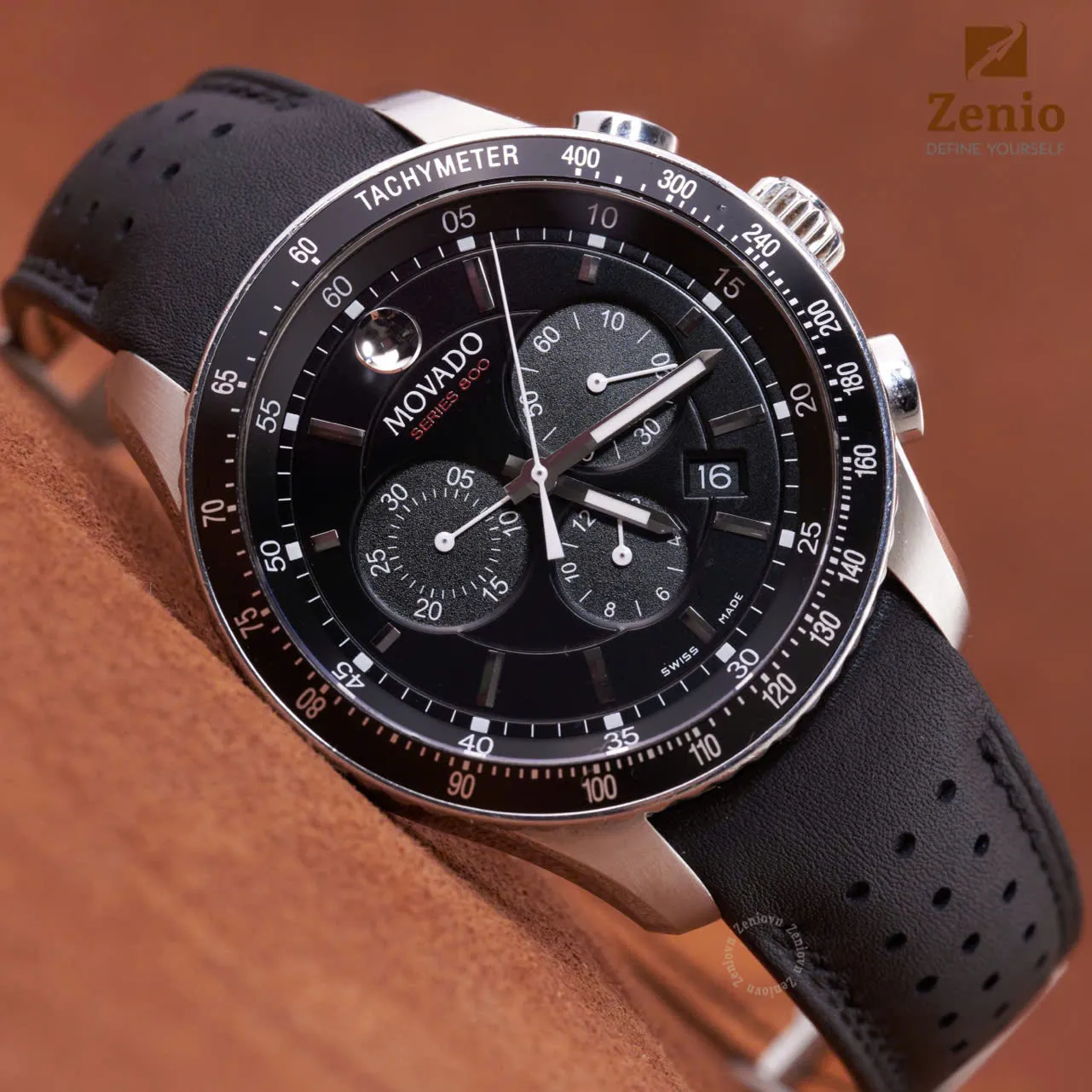 Dây đồng hồ Movado - Dây Da Rally Đen