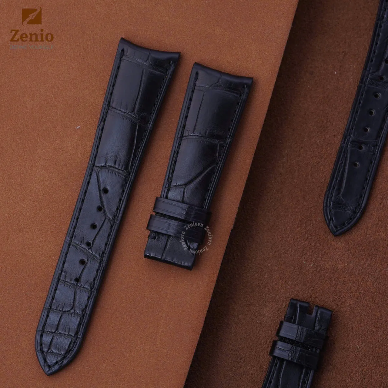 Dây đồng hồ Raymond Weil - Dây Da Cá Sấu Màu Đen