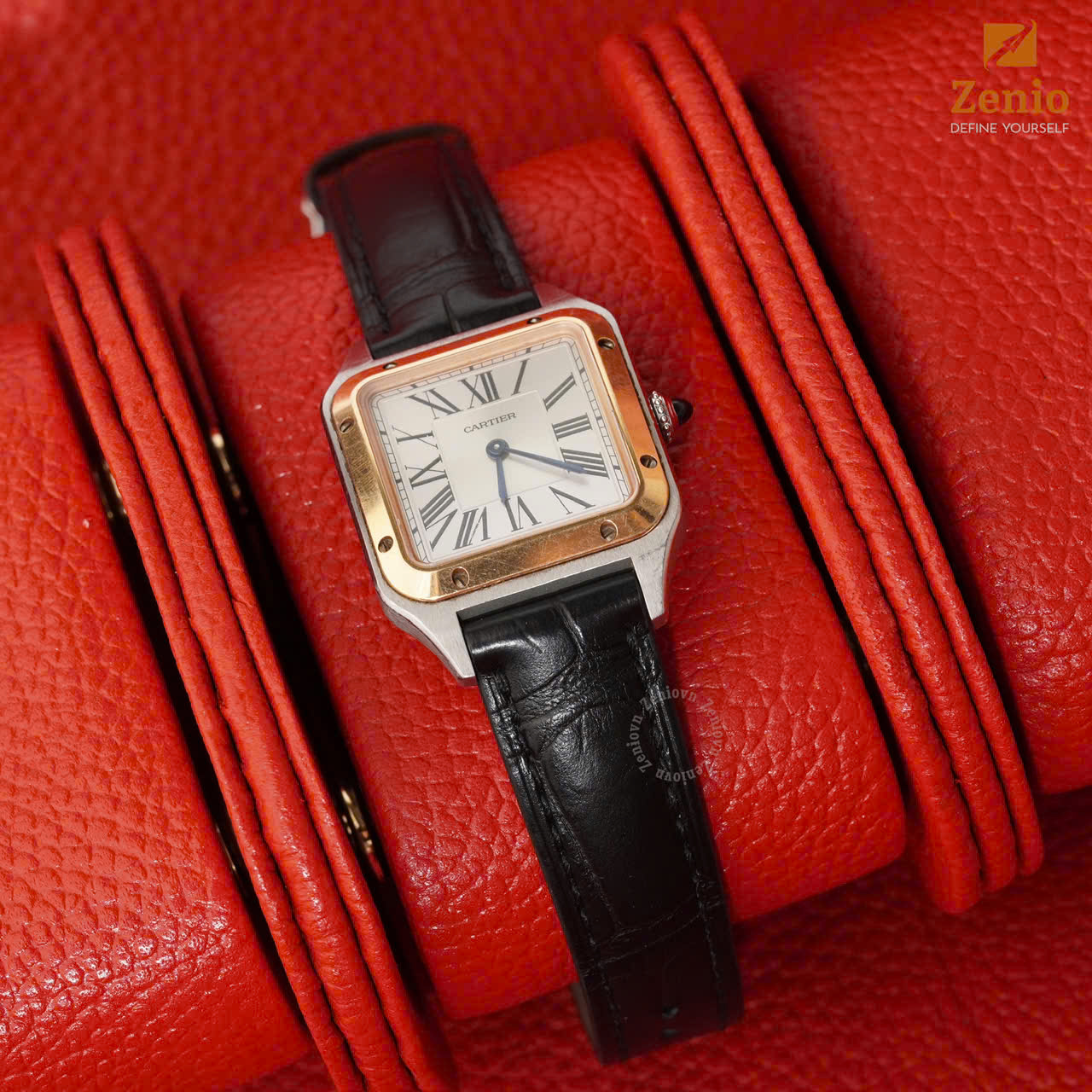 Dây Đồng Hồ Cartier Dumont - Dây Da Cá Sấu Đen