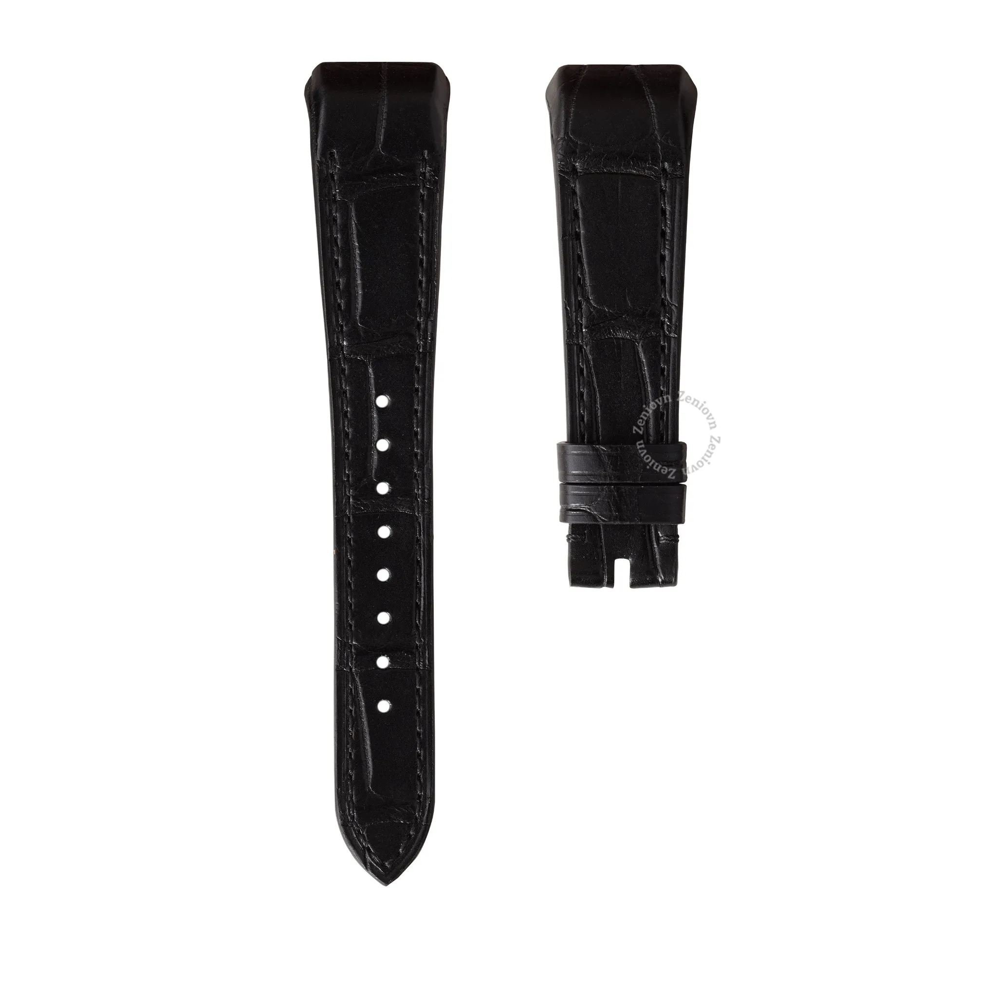 Dây đồng hồ Frank Muller Vanguard V32 - Da cá sấu Alligator màu Đen