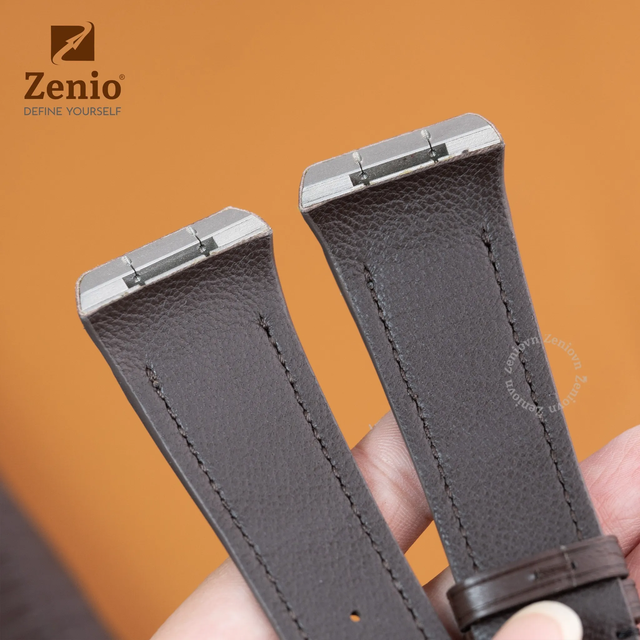 Dây đồng hồ Frank Muller Vanguard V45 - da cá sấu Alligator màu Nâu 3