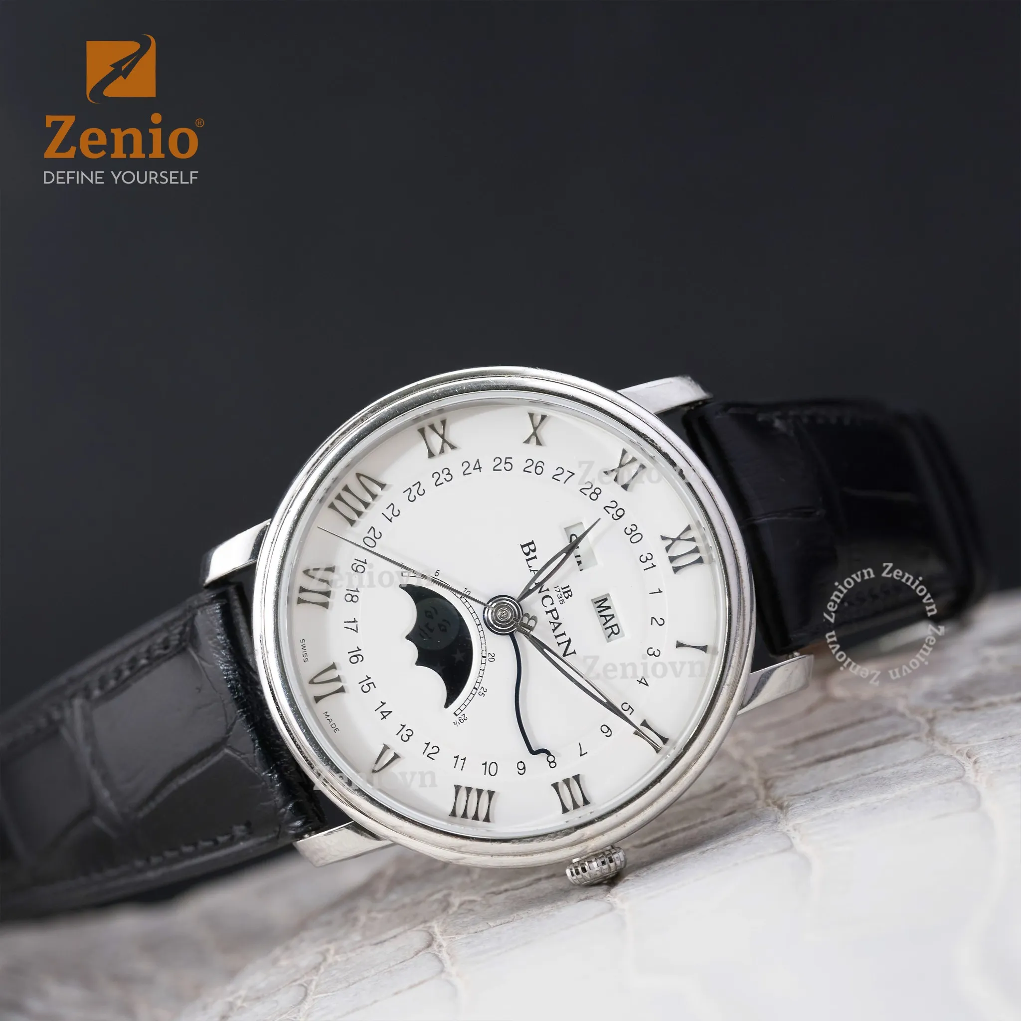 Dây Đồng Hồ Blancpain – Dây Da Cá Sấu Màu Đen