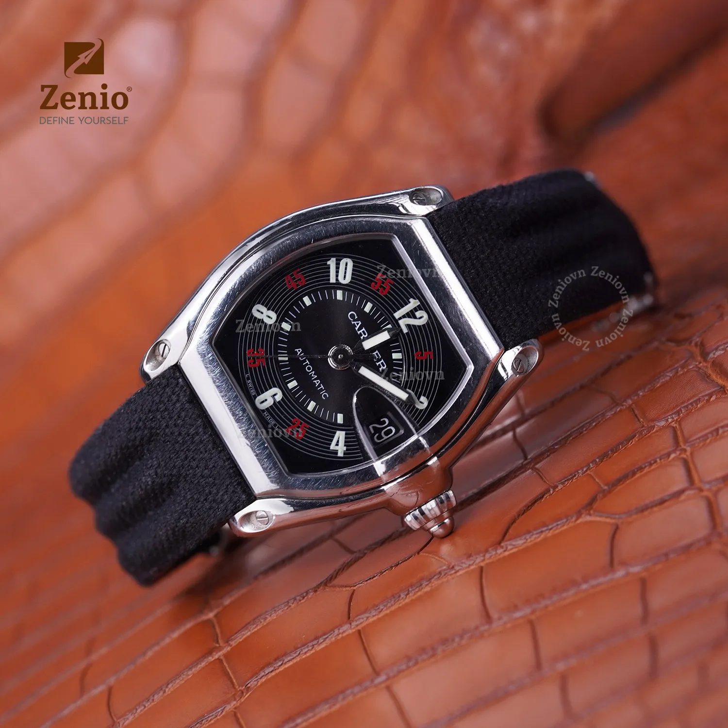 Dây Đồng Hồ Cartier Roadster - Dây Vải Màu Đen