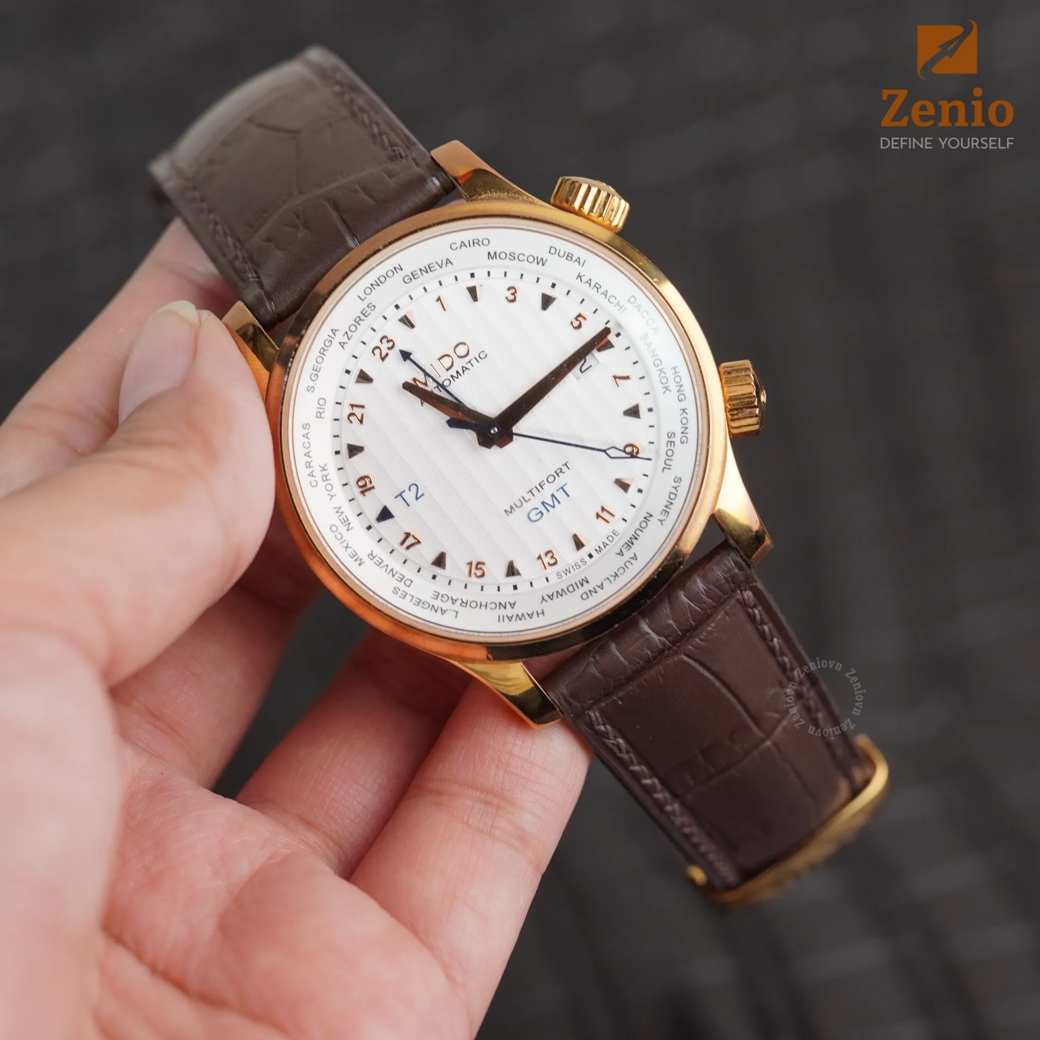 Dây Đồng Hồ Mido Multifort - Dây Da Cá Sấu Màu Nâu 1