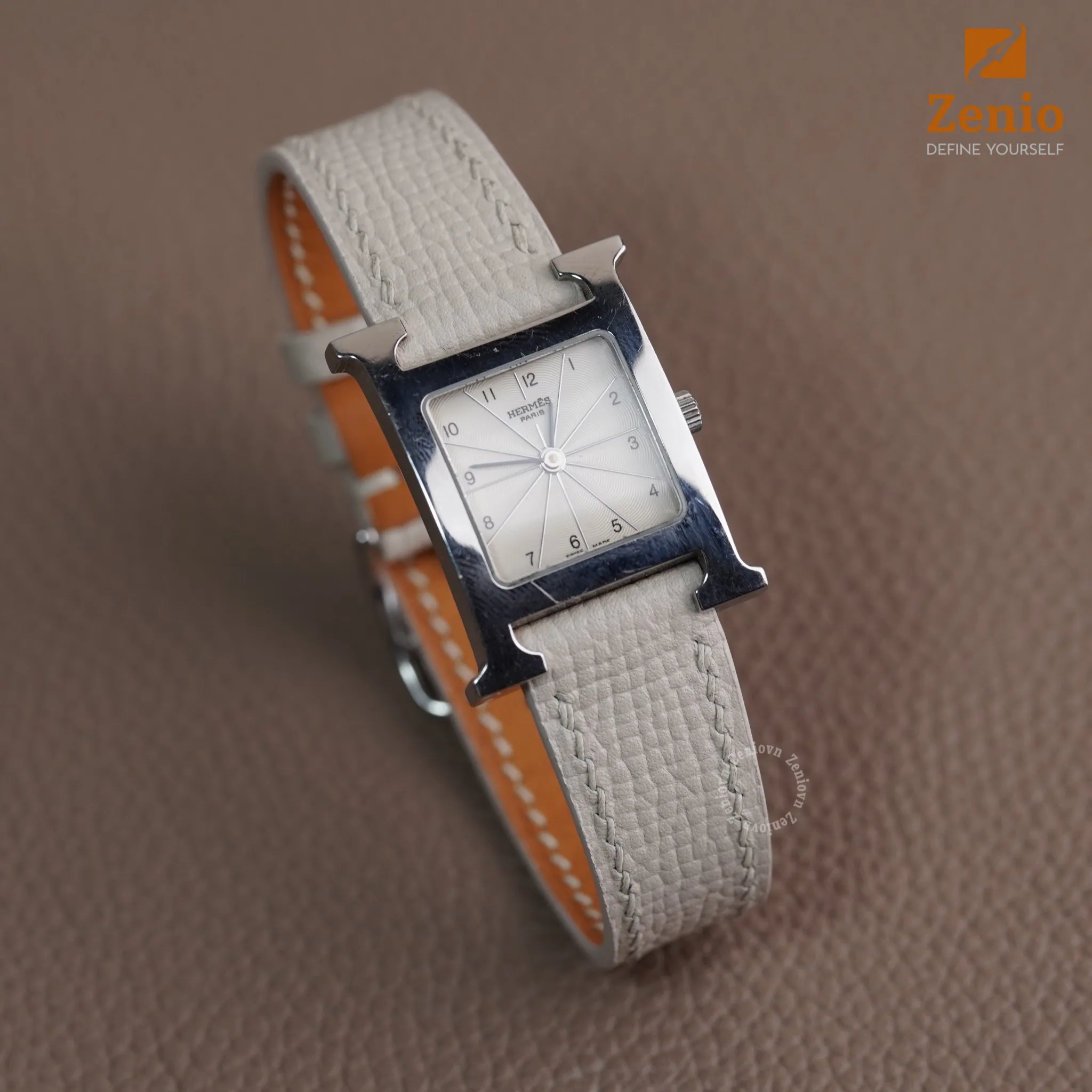 Dây da đồng hồ Hermes - Dây Da Epsom Màu Kem