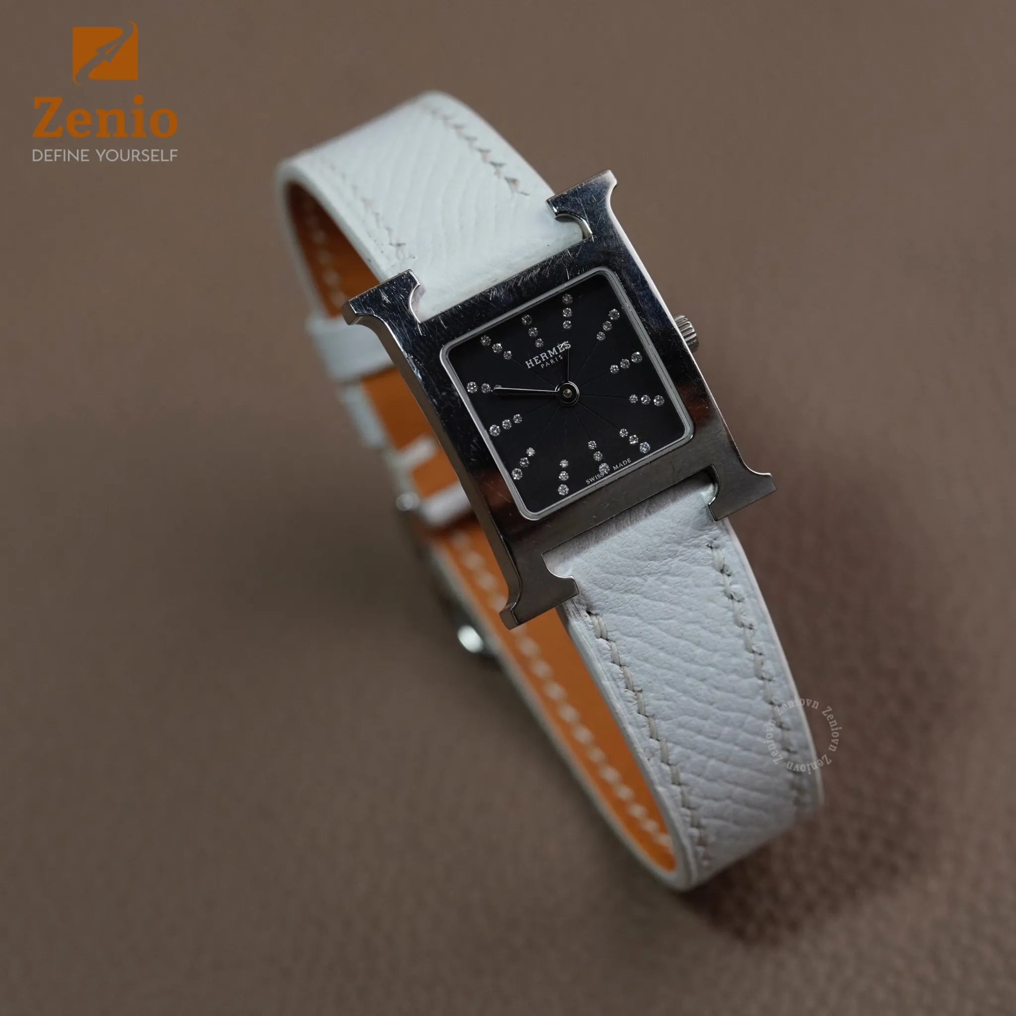 Dây da đồng hồ Hermes - Dây Da Epsom Màu Trắng