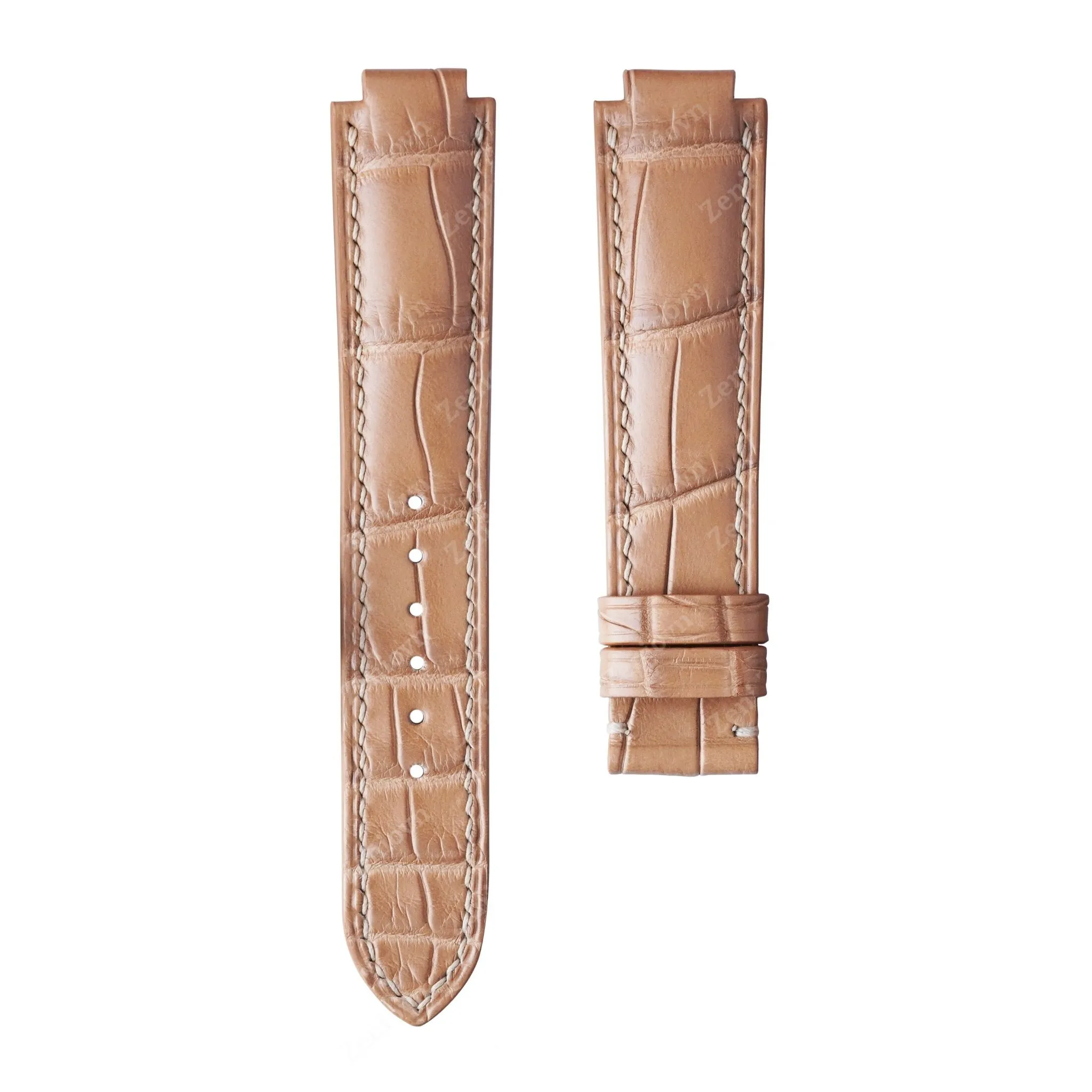 Dây  đồng hồ Cartier Ballon Bleu - Dây Da Cá Sấu Milk Tea