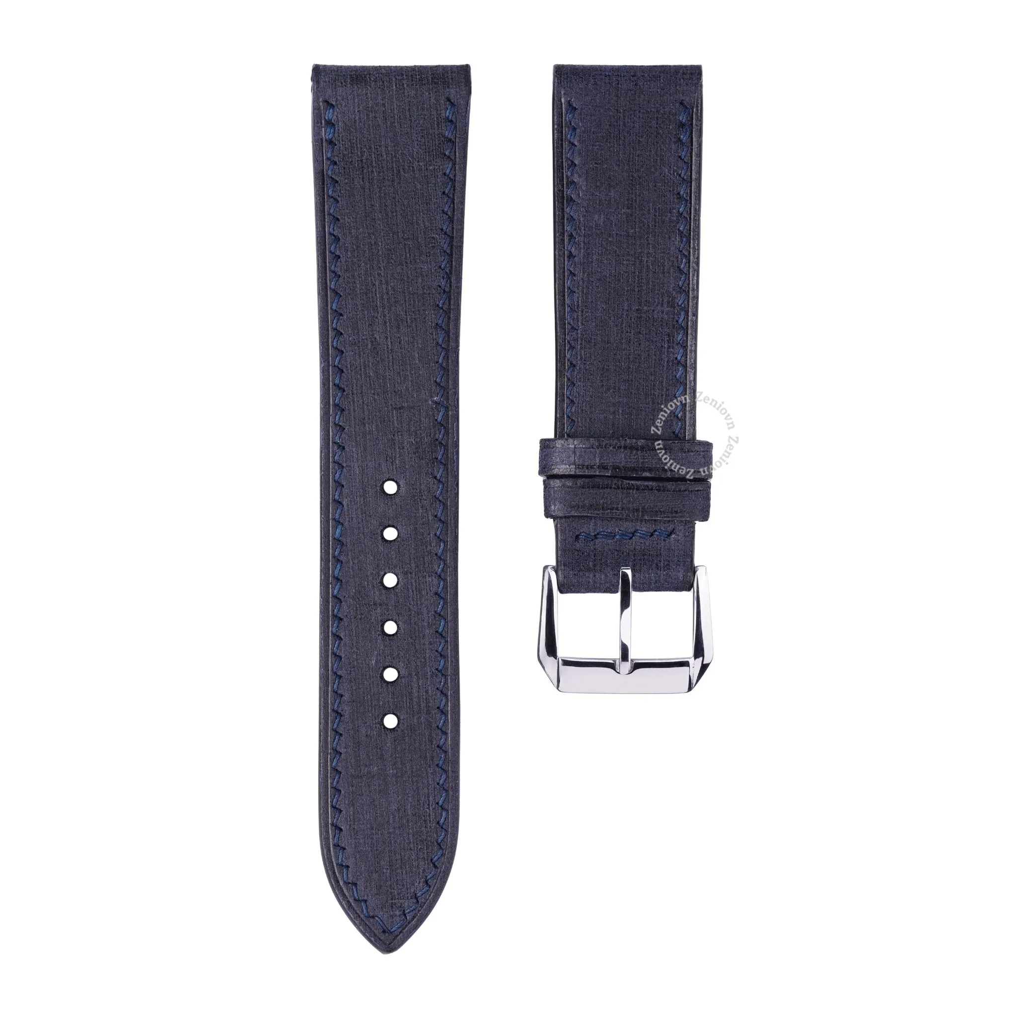 Dây da đồng hồ Babele màu denim