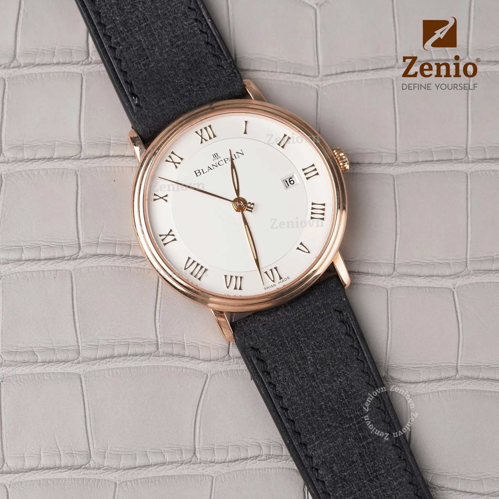 Dây da đồng hồ Babele màu jean xám 2