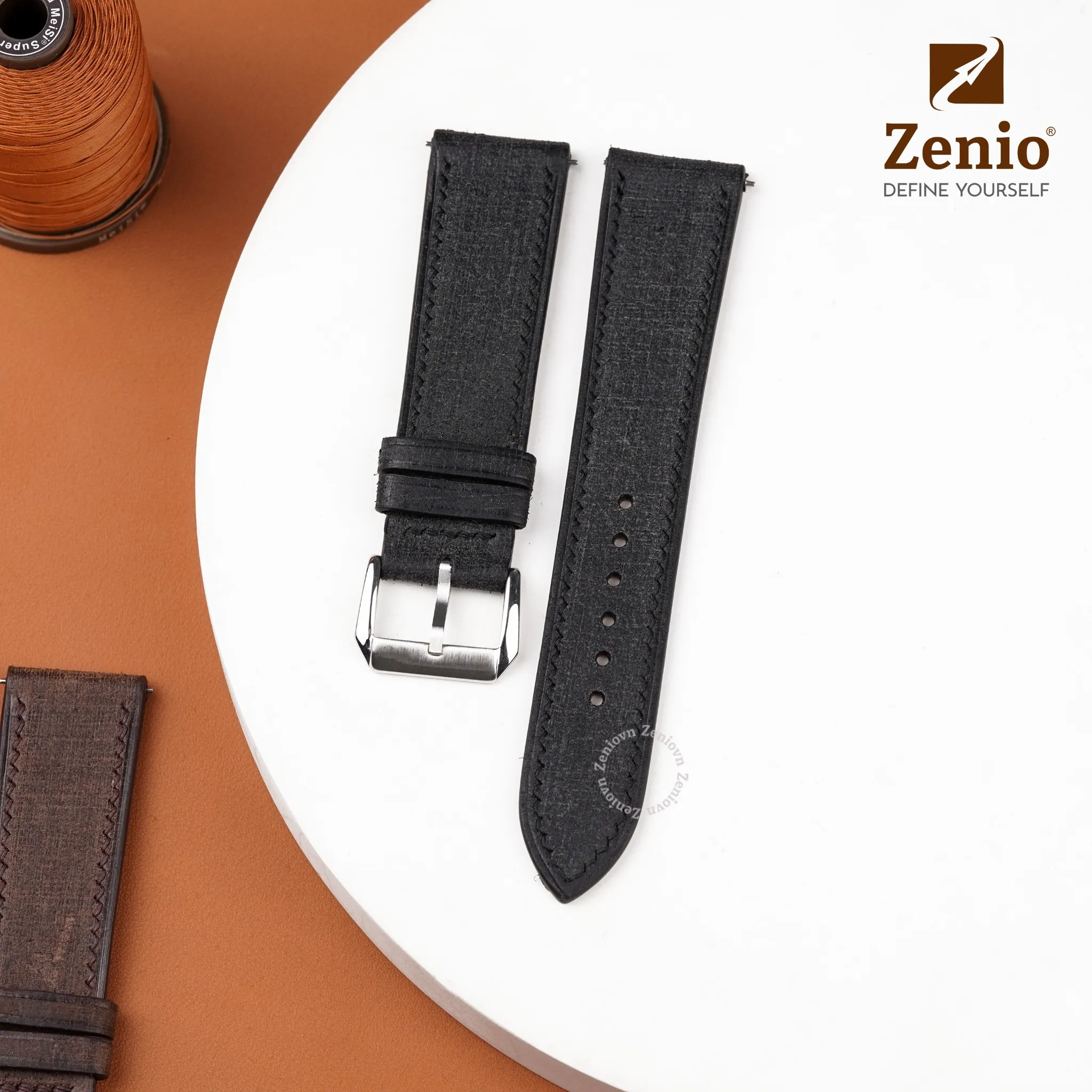 Dây da đồng hồ Babele màu jean xám 5