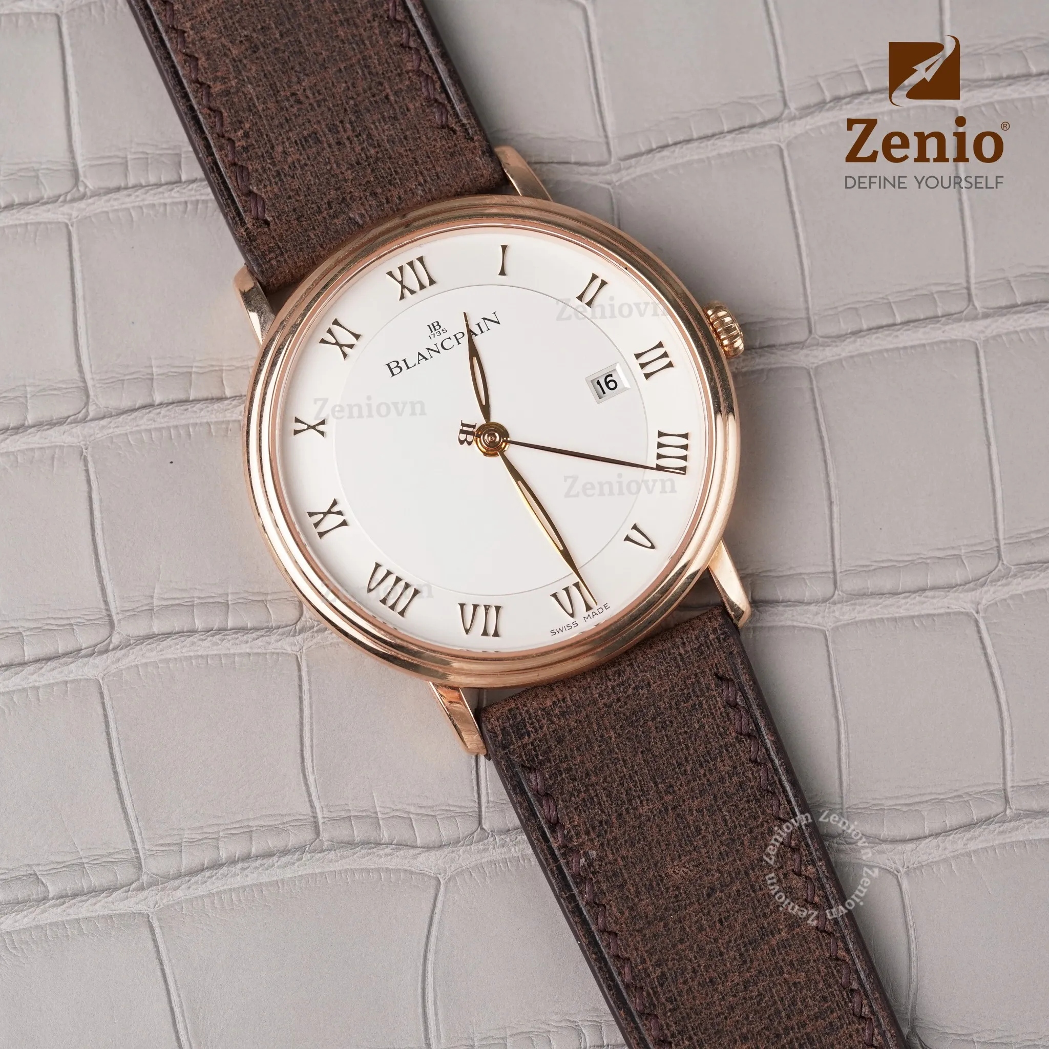 Dây da đồng hồ Babele màu mocha 2