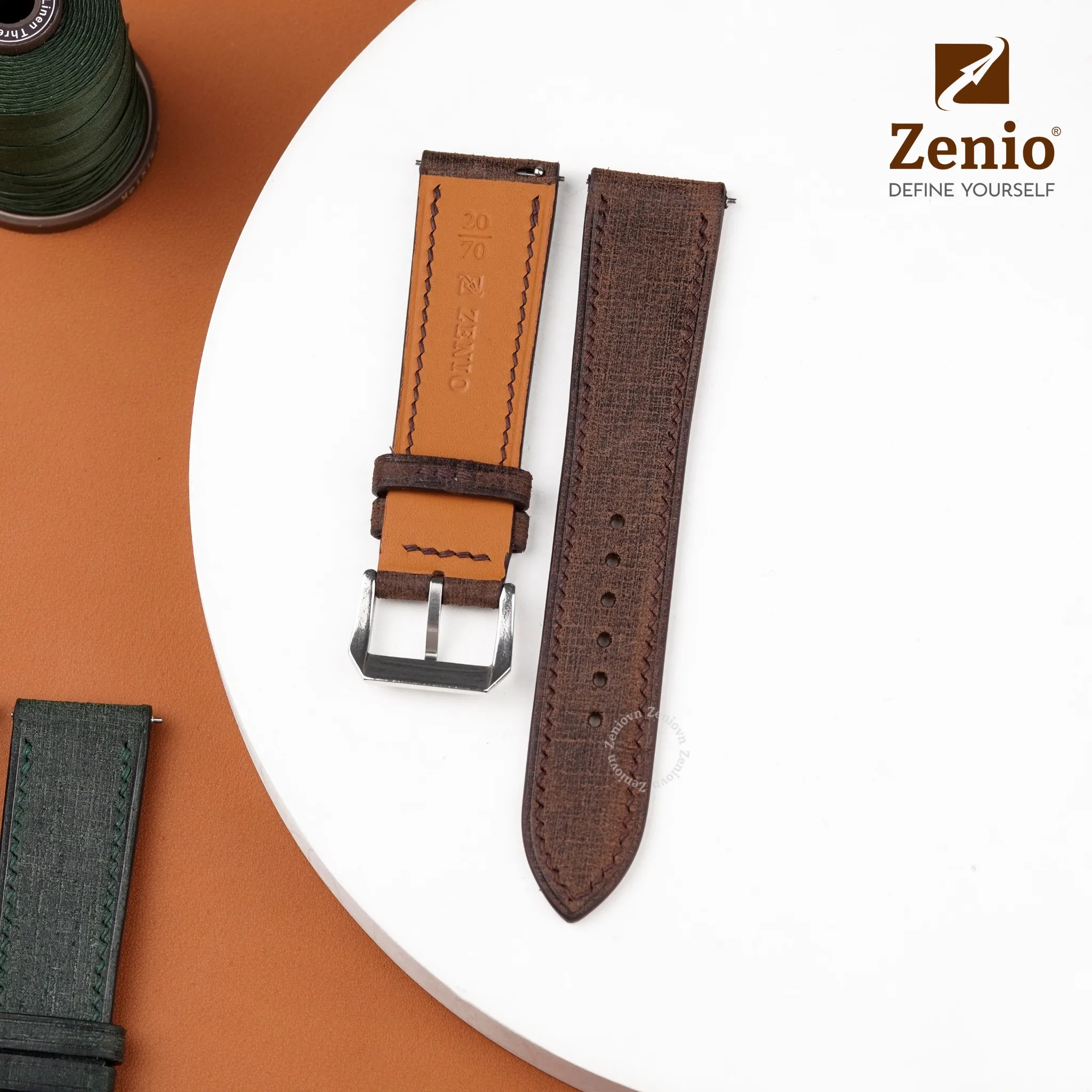 Dây da đồng hồ Babele màu mocha 4