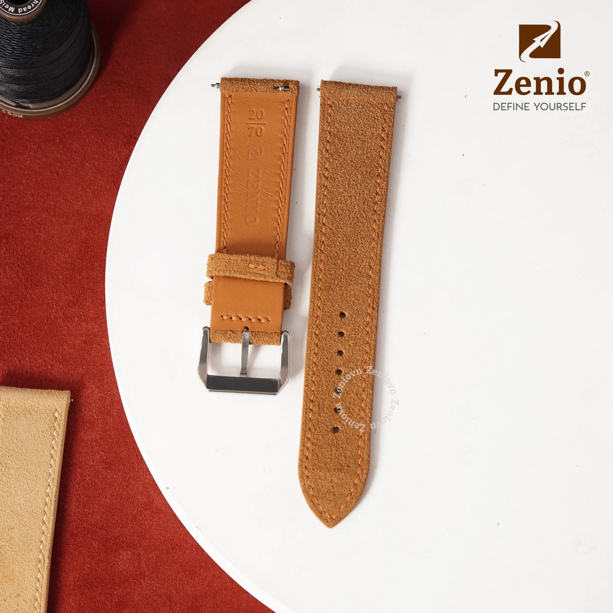 Dây da đồng hồ Suede màu nâu 4