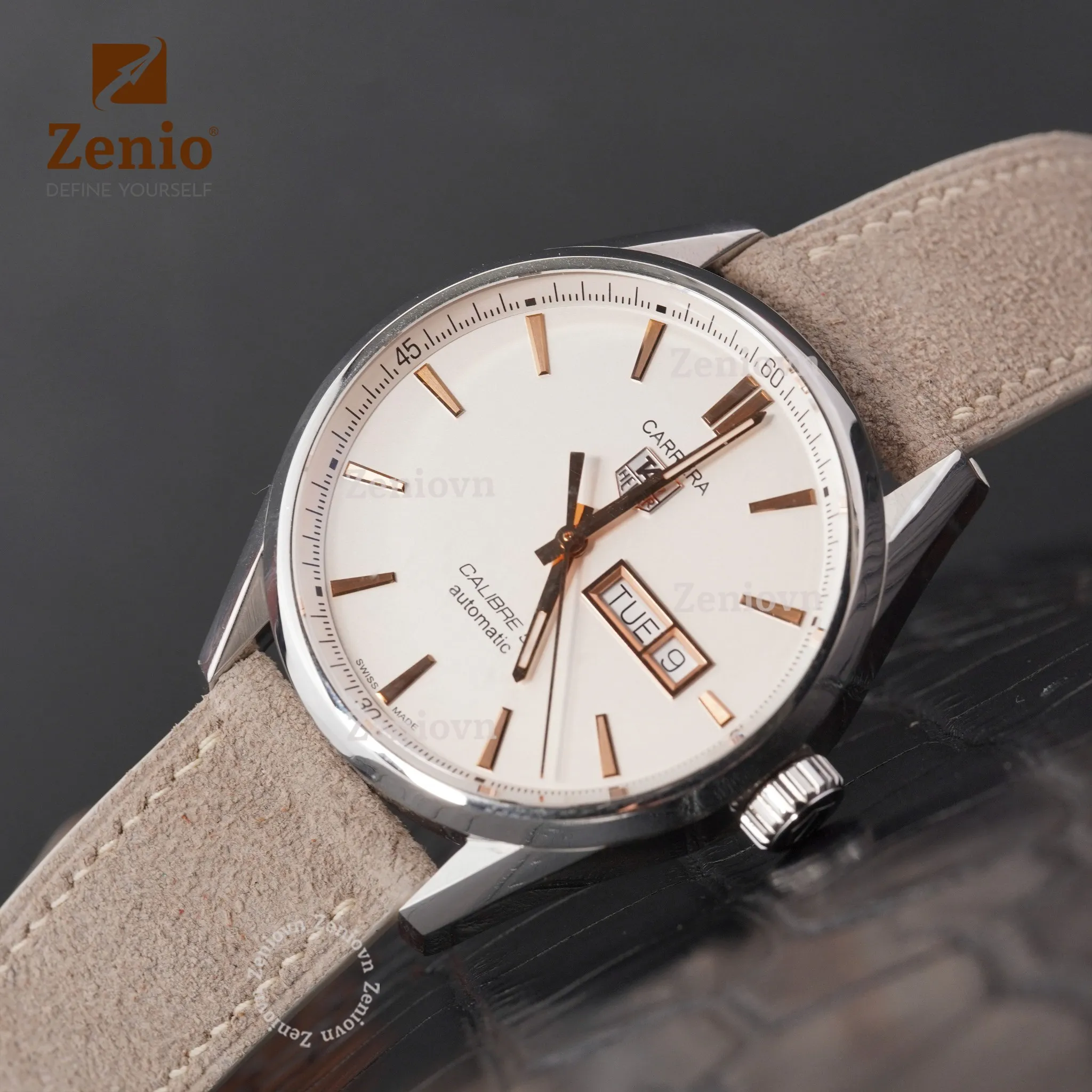 Dây da đồng hồ Suede màu xám 2