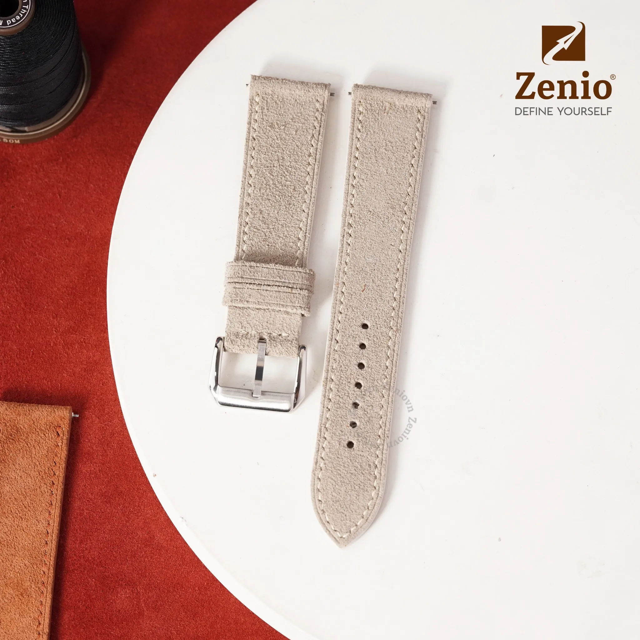 Dây da đồng hồ Suede màu xám 4