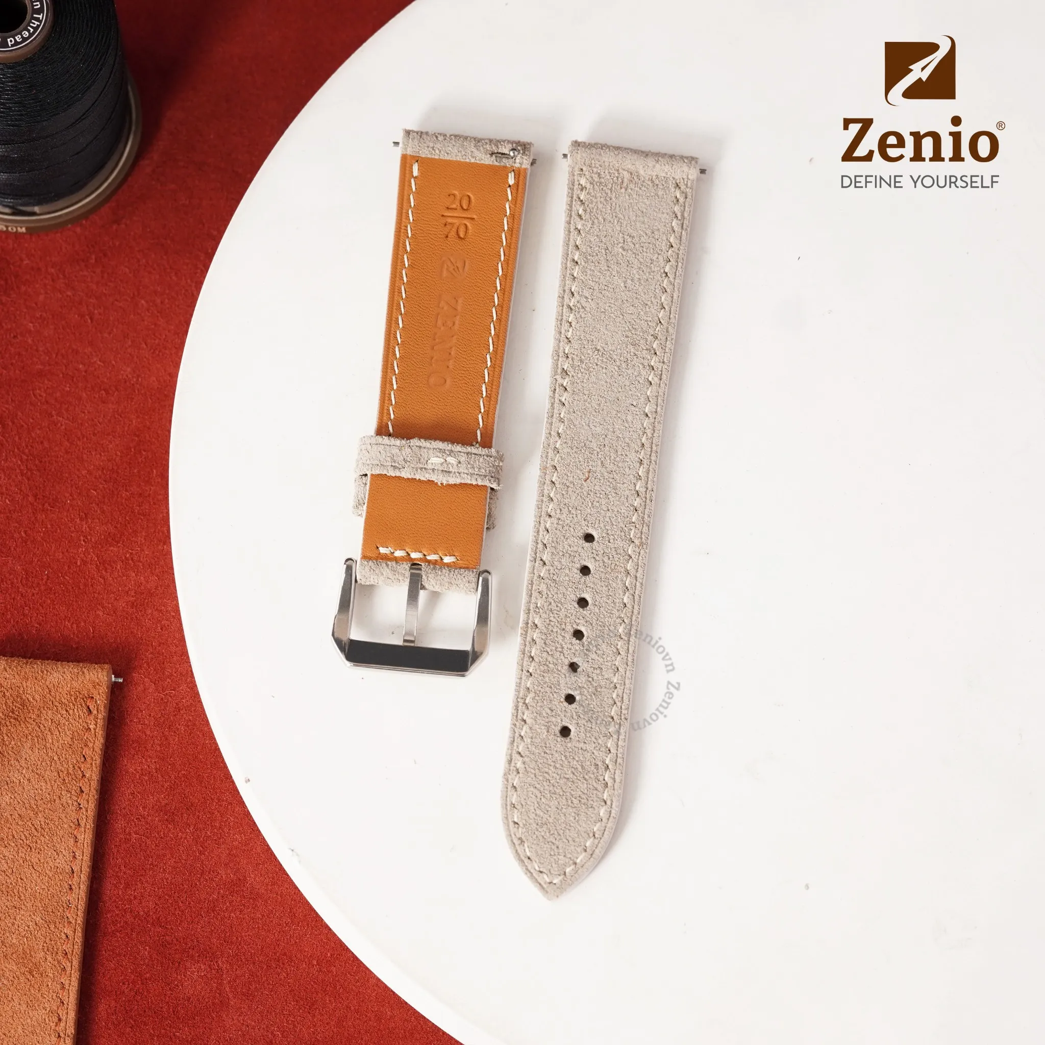 Dây da đồng hồ Suede màu xám 5