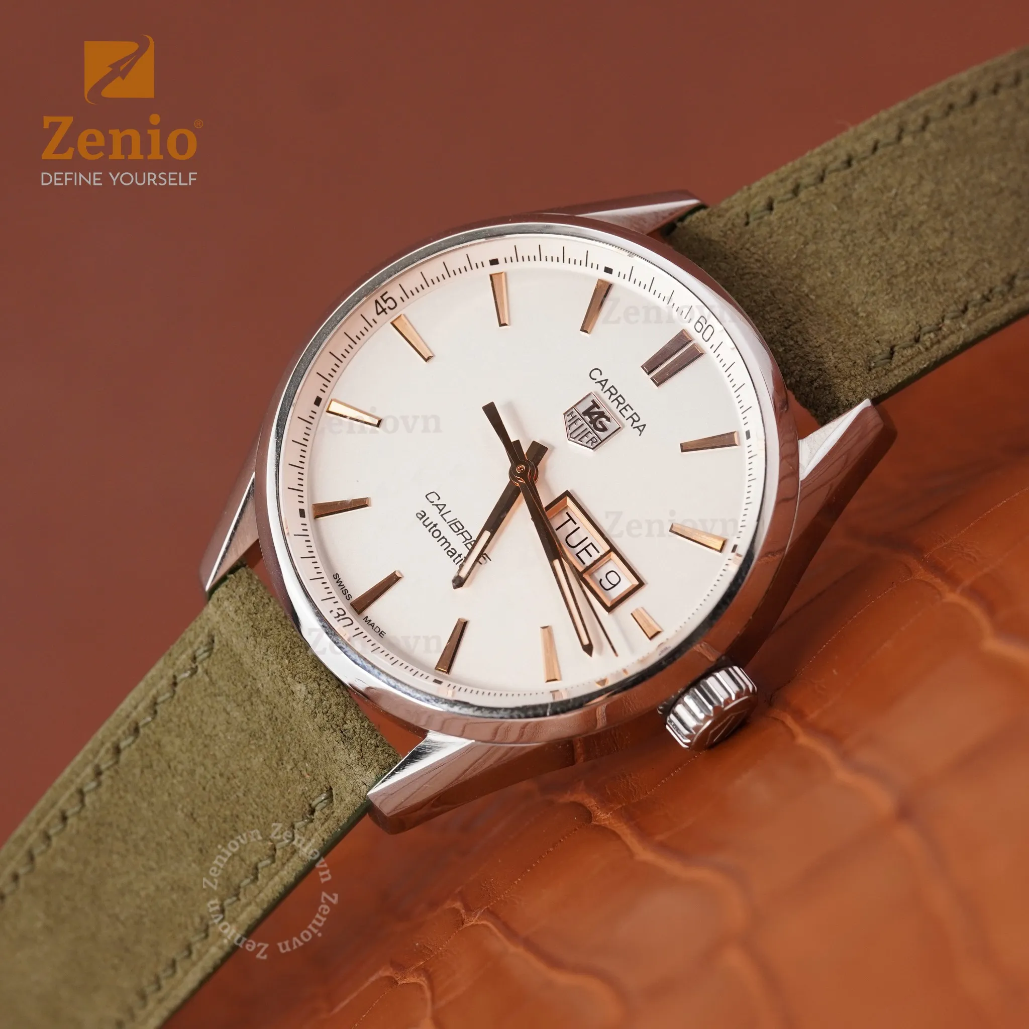 Dây da đồng hồ Suede màu xanh 3