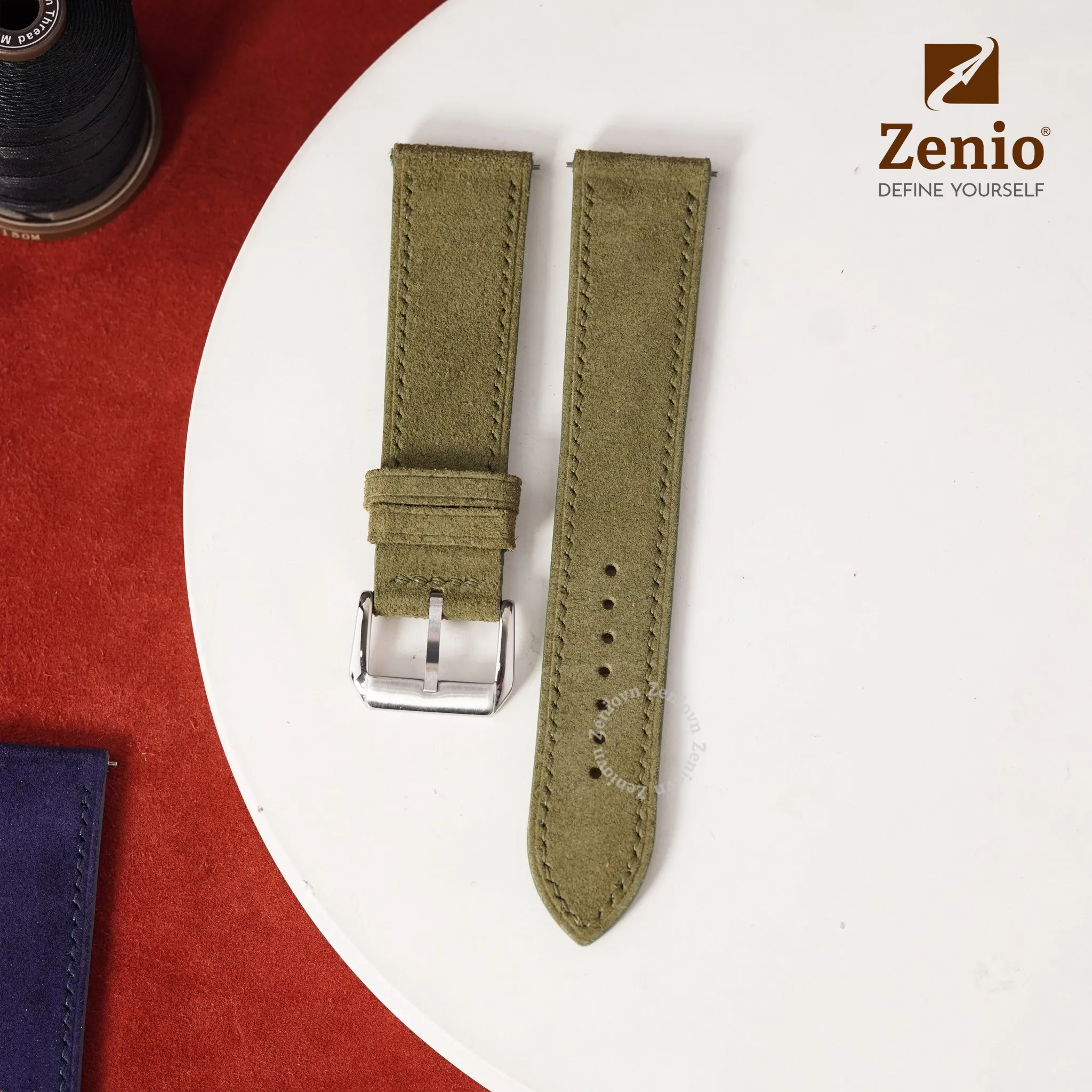 Dây da đồng hồ Suede màu xanh 6