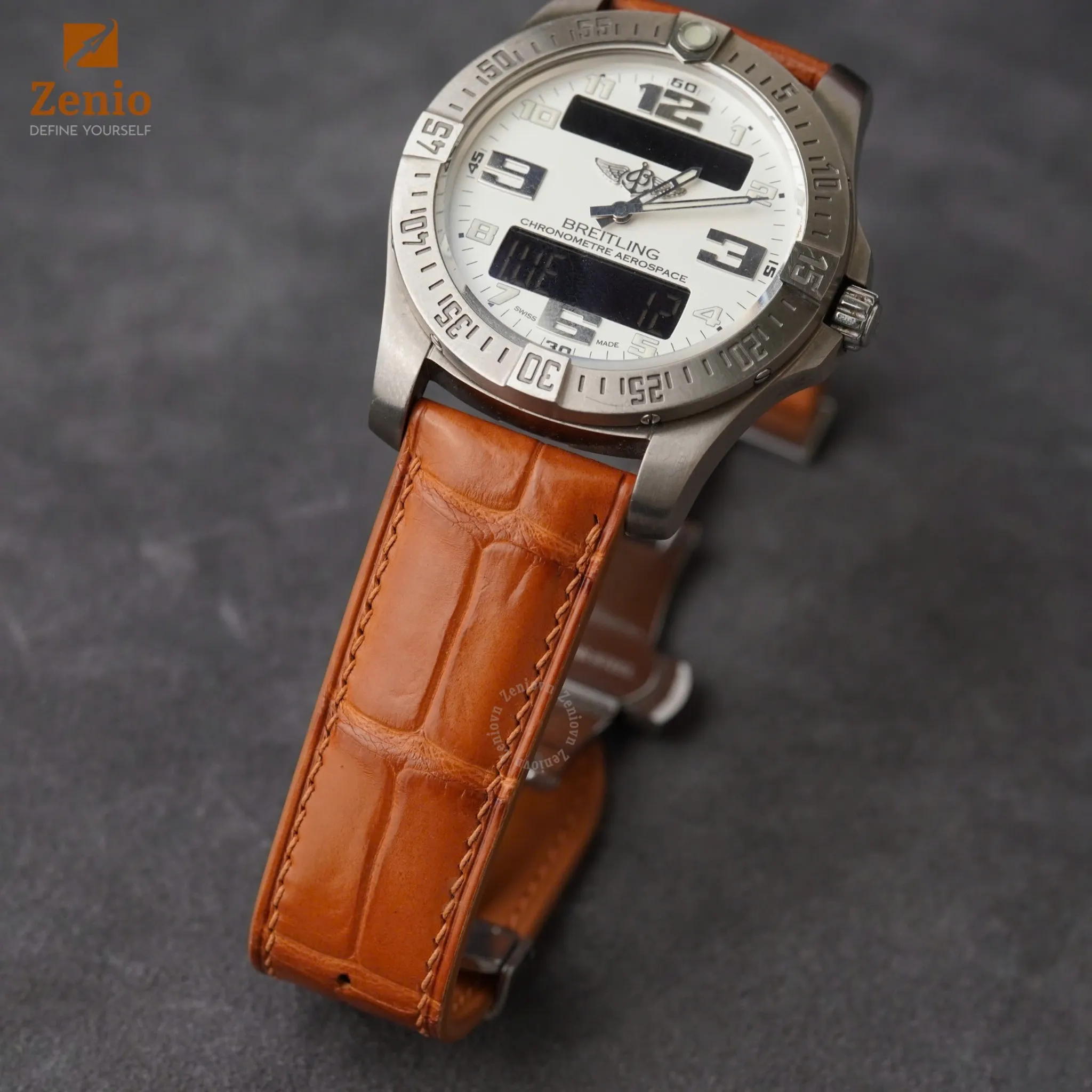Dây đồng hồ Breitling - Dây Da Cá Sấu Màu Mavala