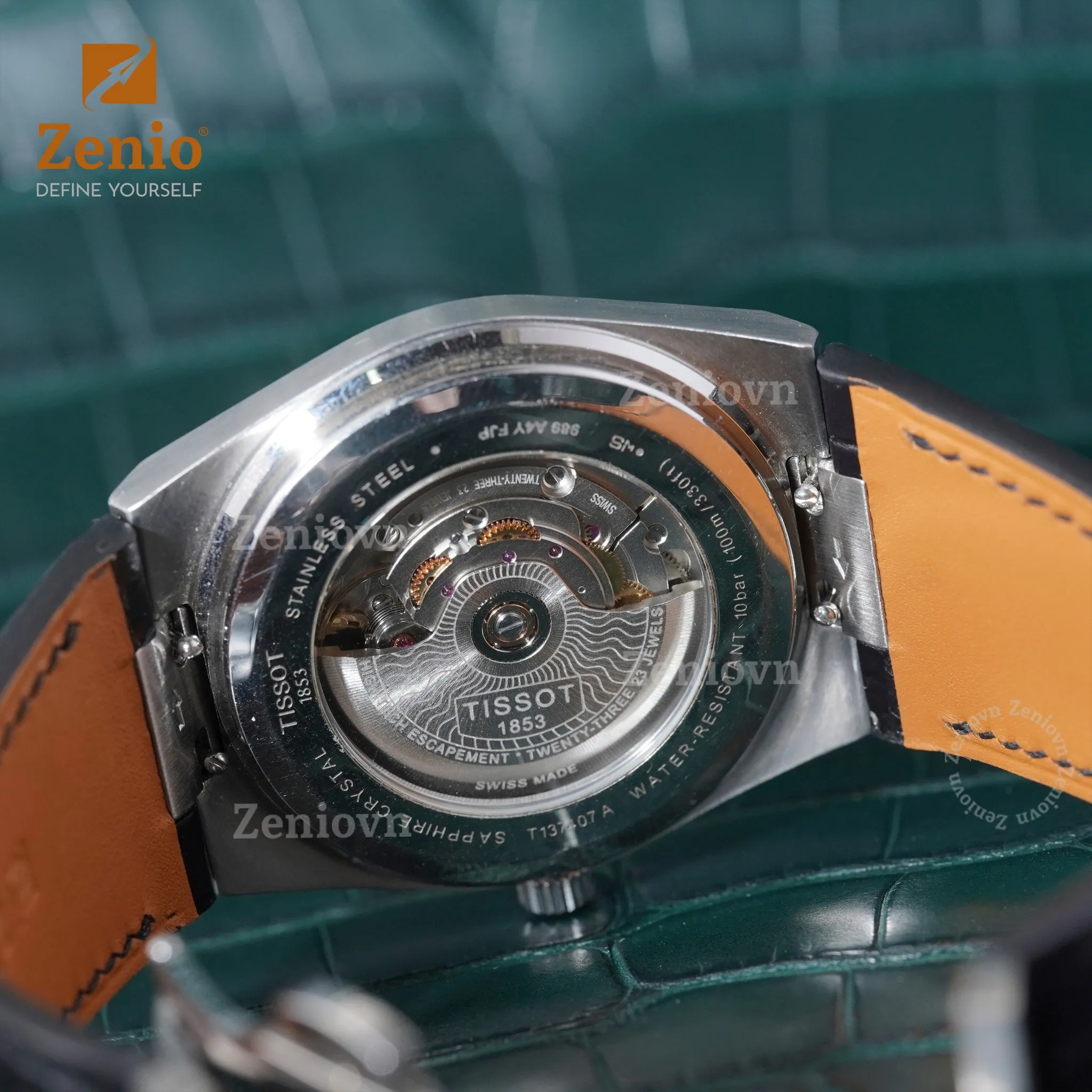 Dây đồng hồ Tissot PRX 35 - Dây Da Cá Sấu Màu Đen 2