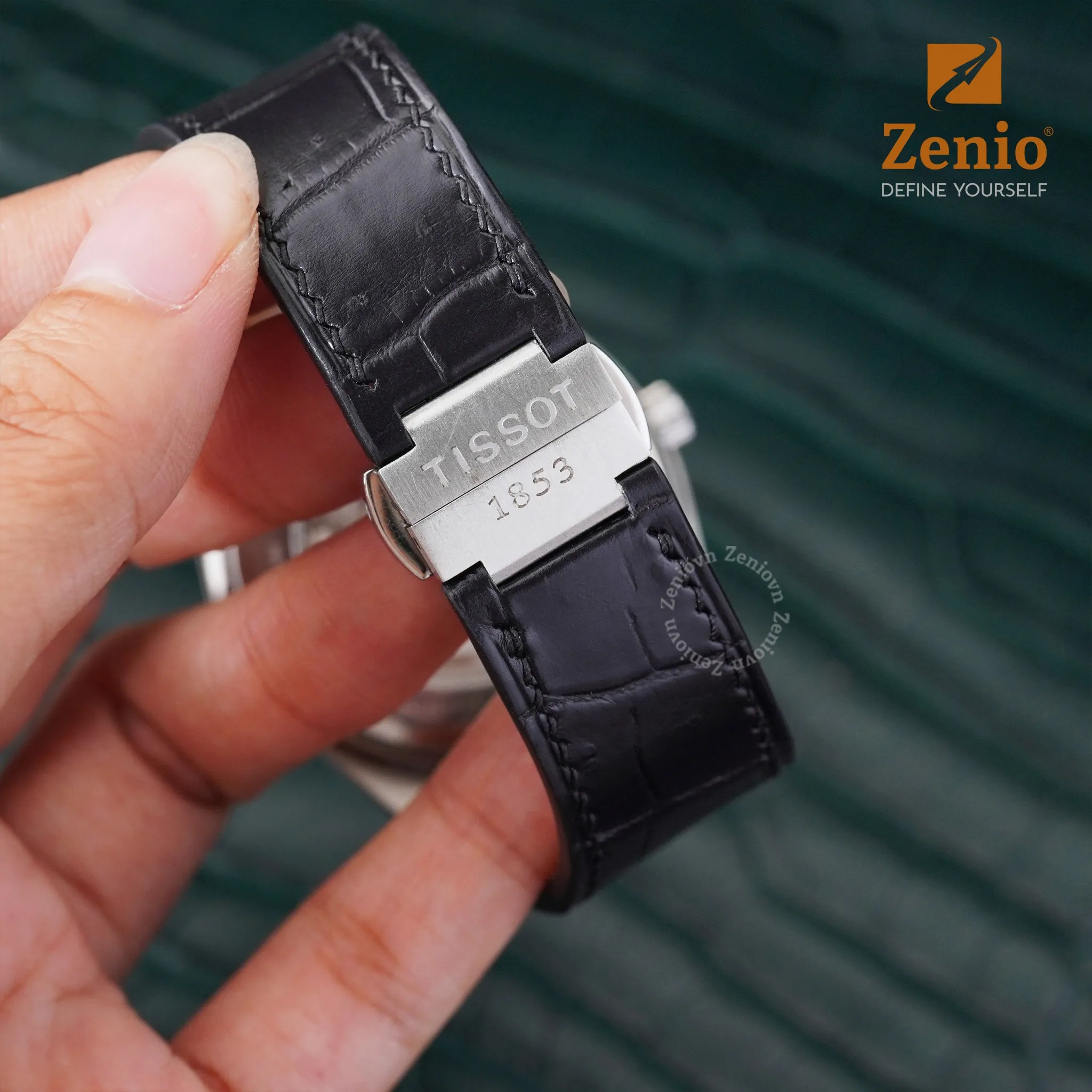 Dây đồng hồ Tissot PRX 35 - Dây Da Cá Sấu Màu Đen 3