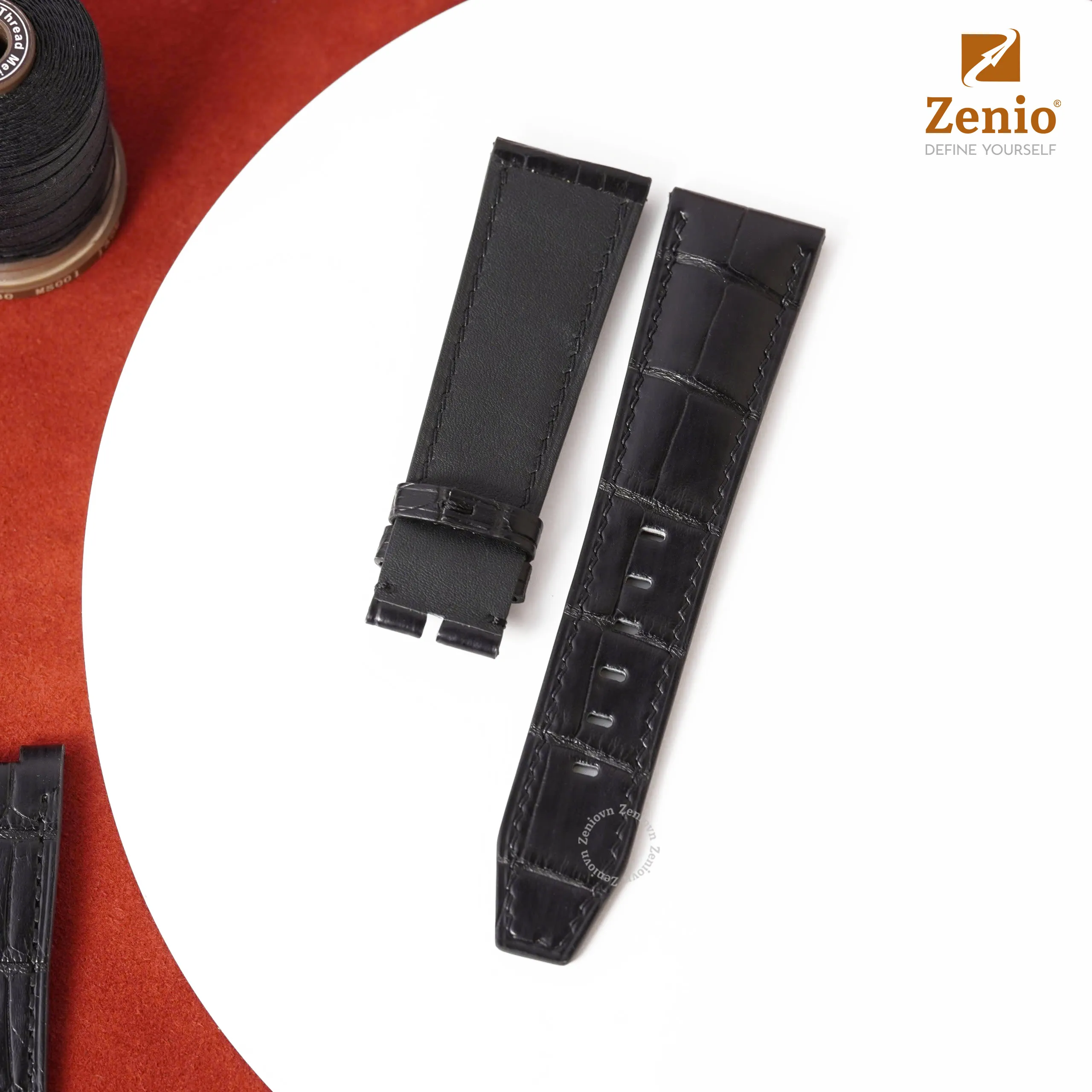 Dây cá sấu Alligator màu Đen cho đồng hồ Audemars Piguet Star Wheel 1