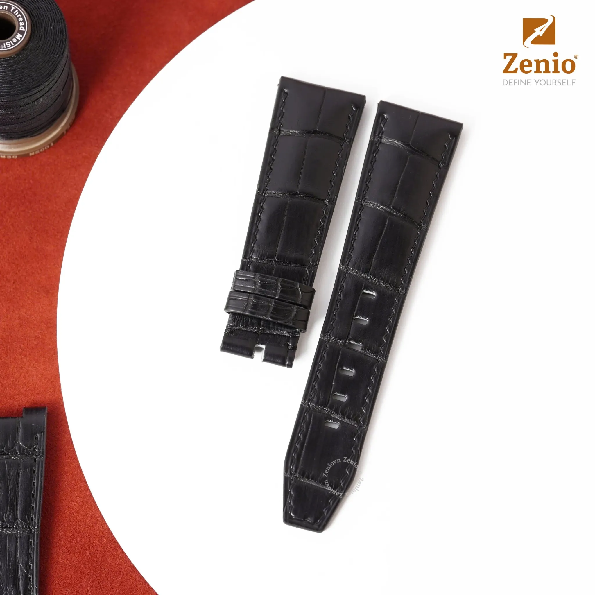 Dây cá sấu Alligator màu Đen cho đồng hồ Audemars Piguet Star Wheel