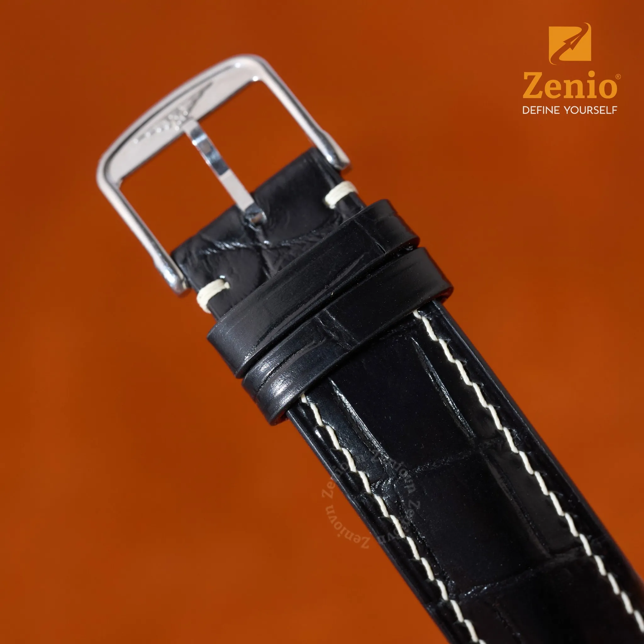 Dây đồng hồ Da Cá sấu Màu đen cho đồng hồ Longiness Master 3