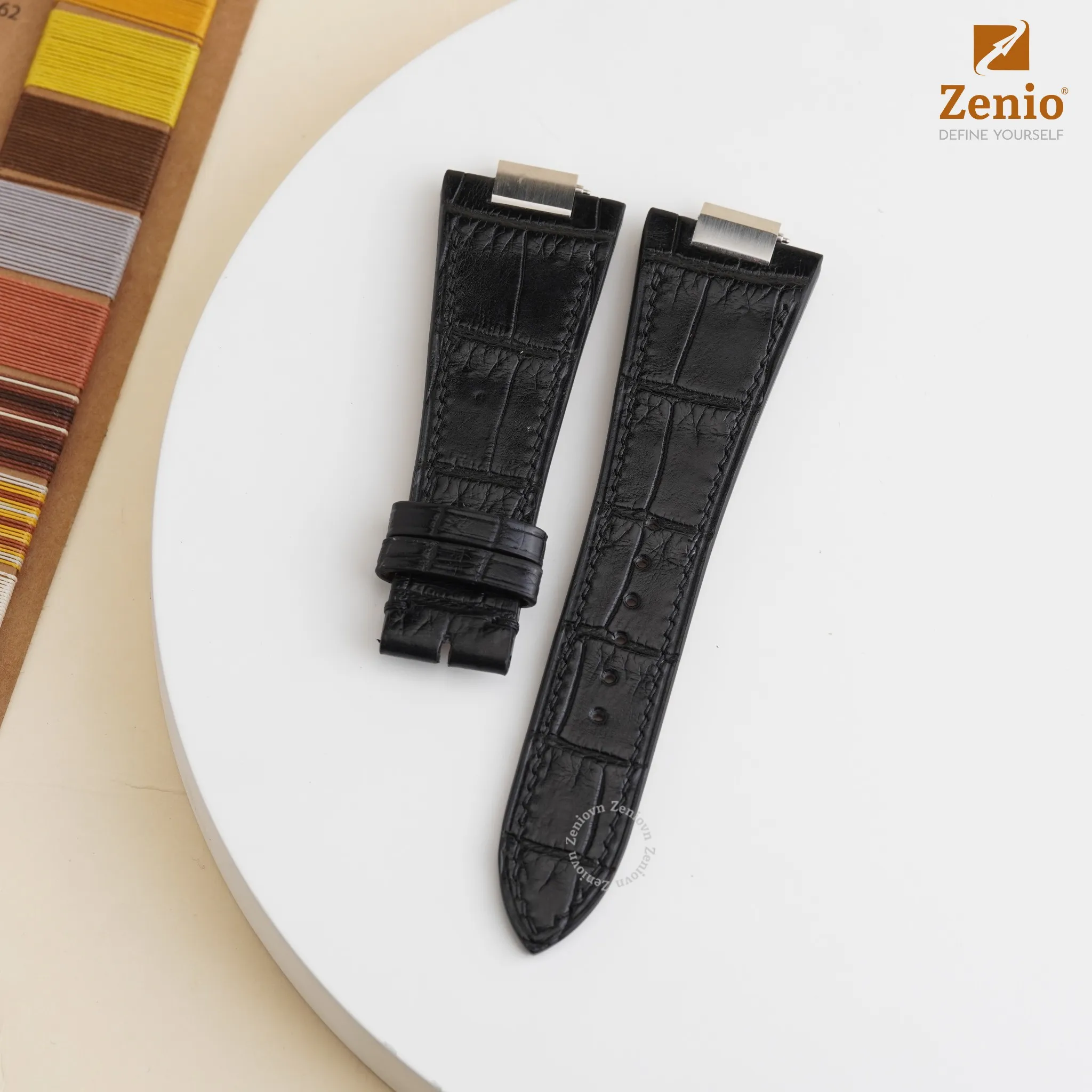 Dây đồng hồ Da Cá sấu Màu đen cho đồng hồ Tissot PRX