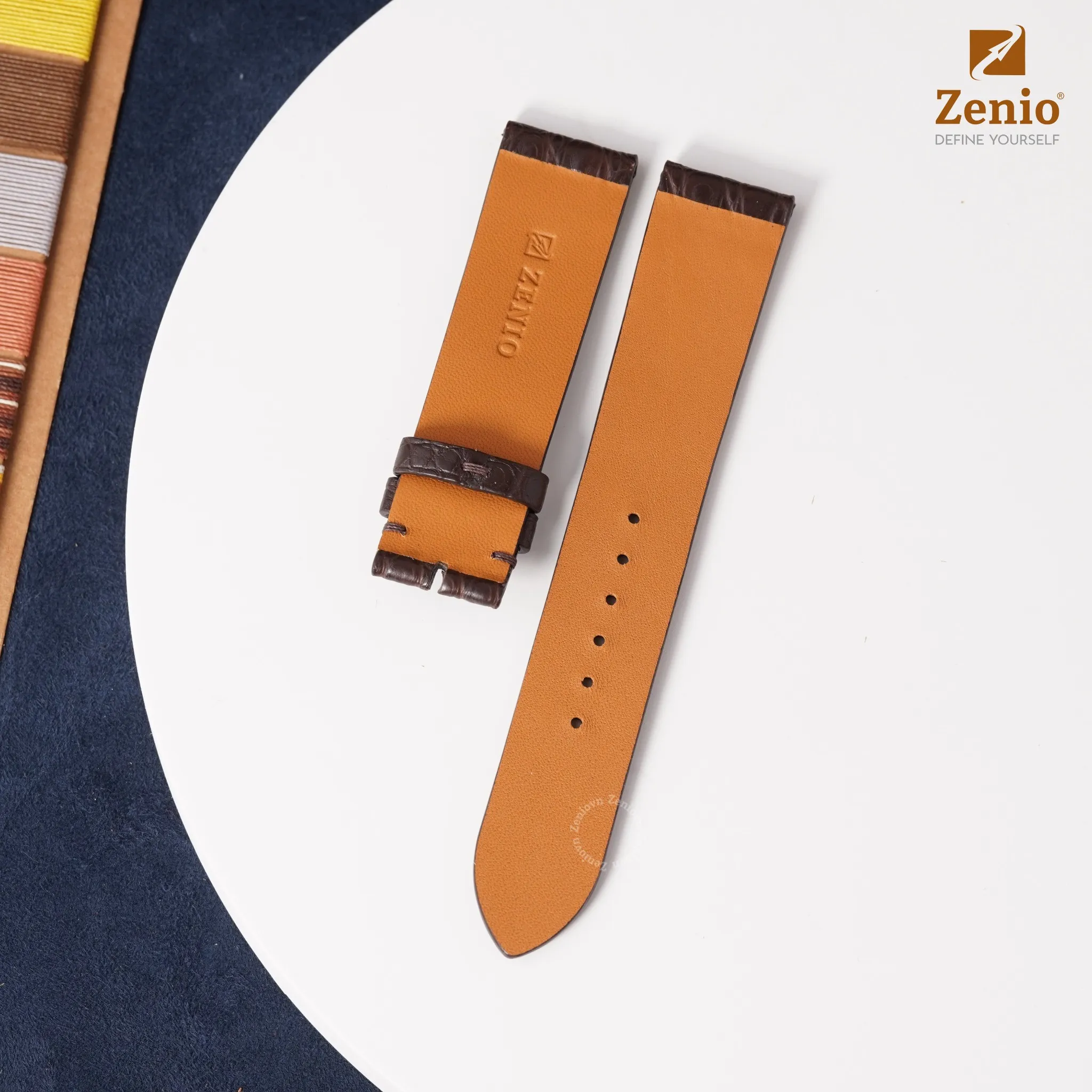 Dây đồng hồ Da Cá sấu Màu nâu cho đồng hồ Seiko 1