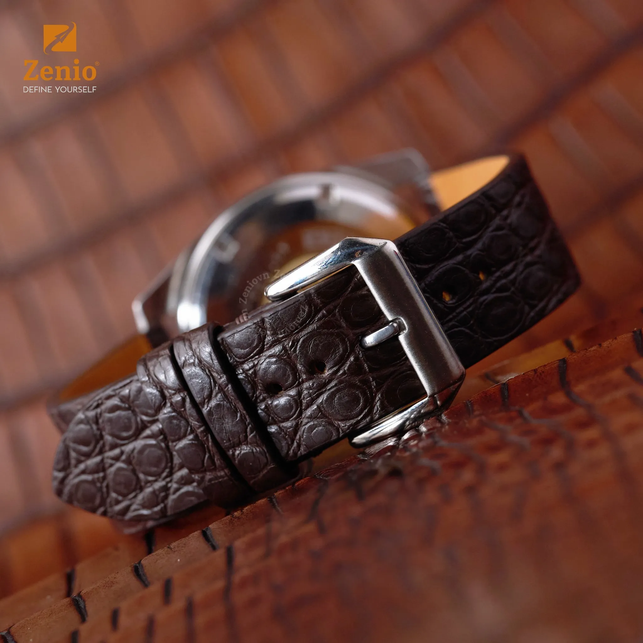 Dây đồng hồ Da Cá sấu Màu nâu cho đồng hồ Seiko 4