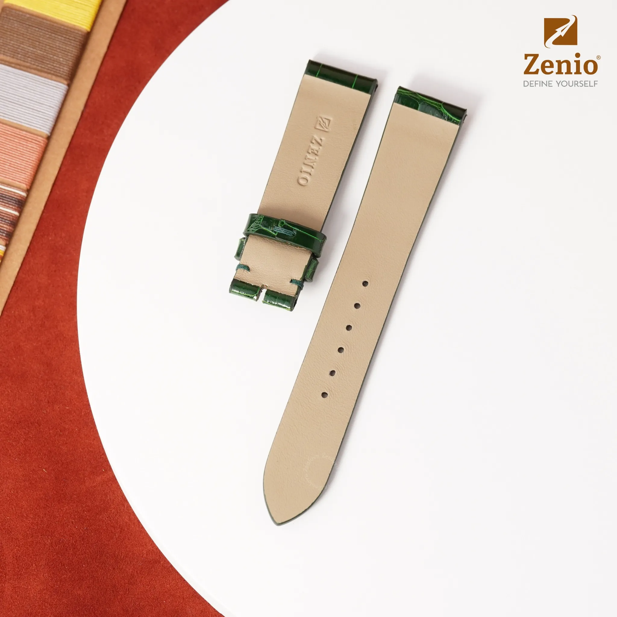 Dây đồng hồ Da Cá sấu Màu xanh lá cho đồng hồ Versace Couture 1