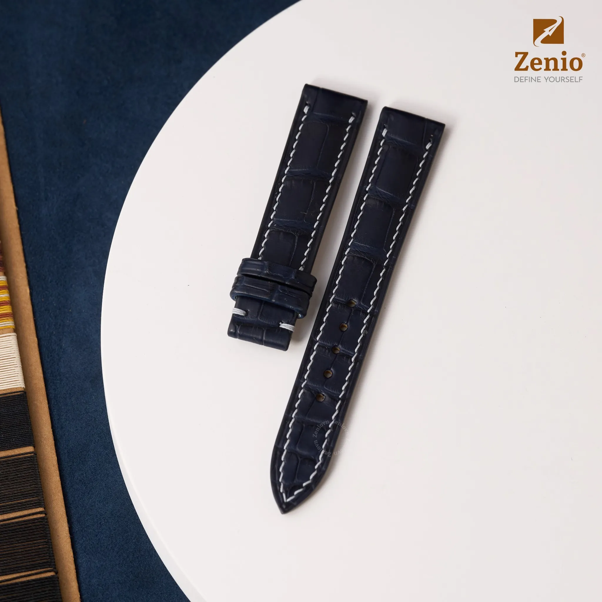 Dây đồng hồ Da Cá sấu Màu xanh navy cho đồng hồ Longiness Master