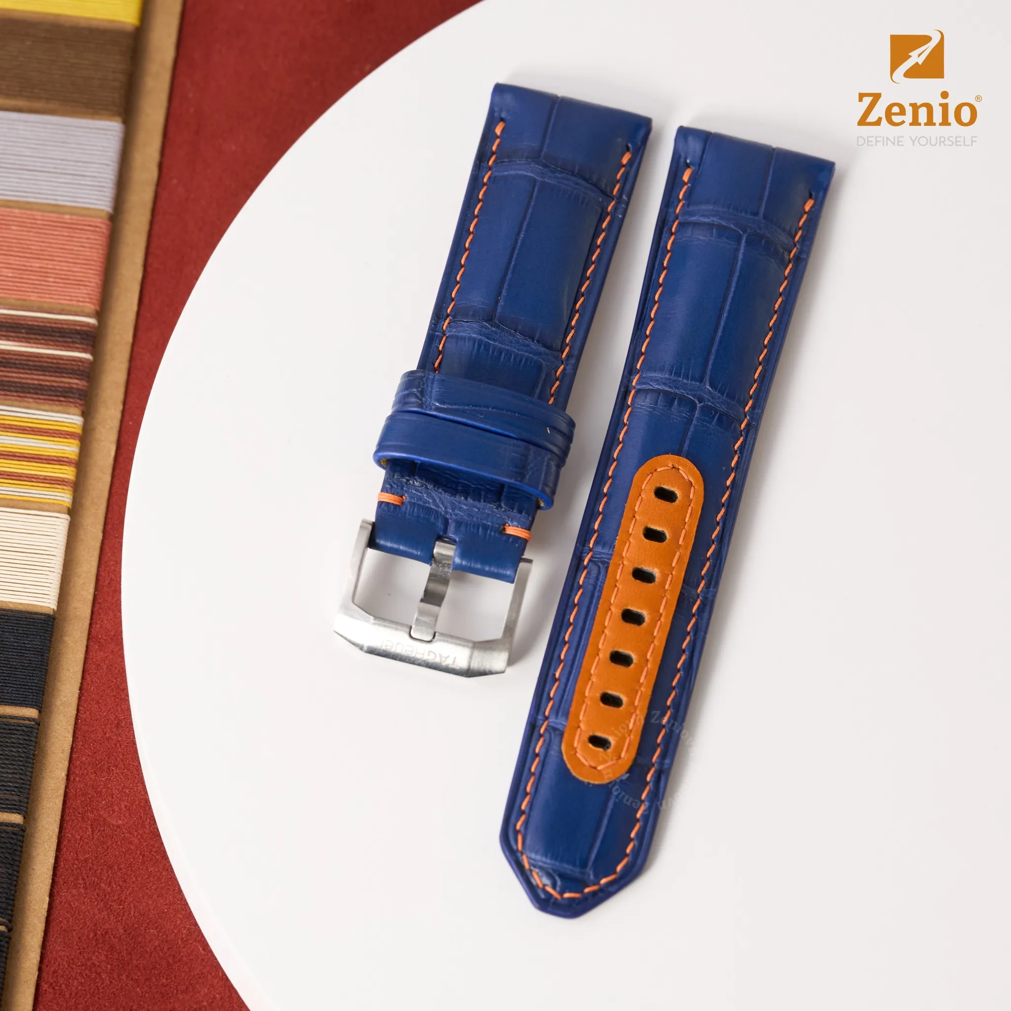 Dây đồng hồ Da Cá sấu Màu xanh navy cho đồng hồ Tag Heuer Formula 1 'Gulf Edition'