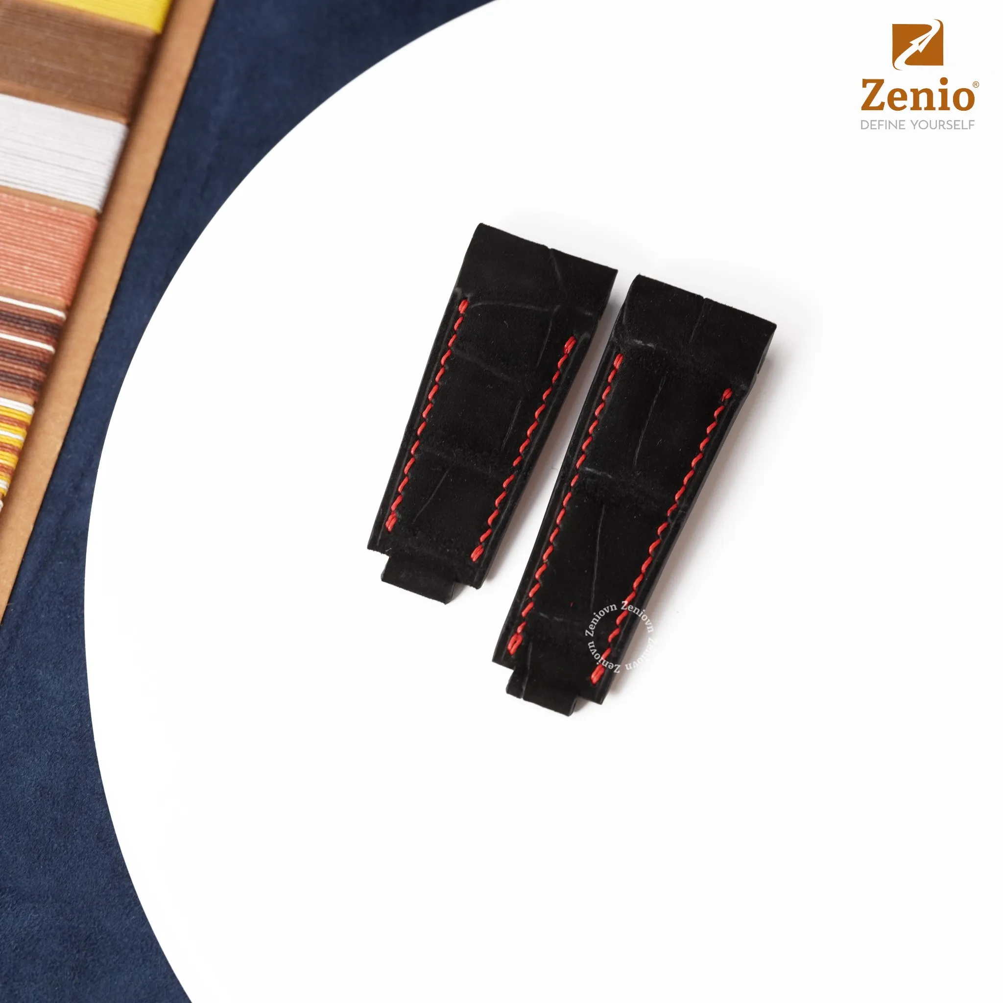 Dây đồng hồ Da Cá sấu Nubuck Màu đen cho đồng hồ Tudor Black Bay